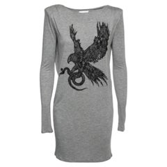 Emilio Pucci Grey Lace Embellished Jersey Long Sleeve Top M