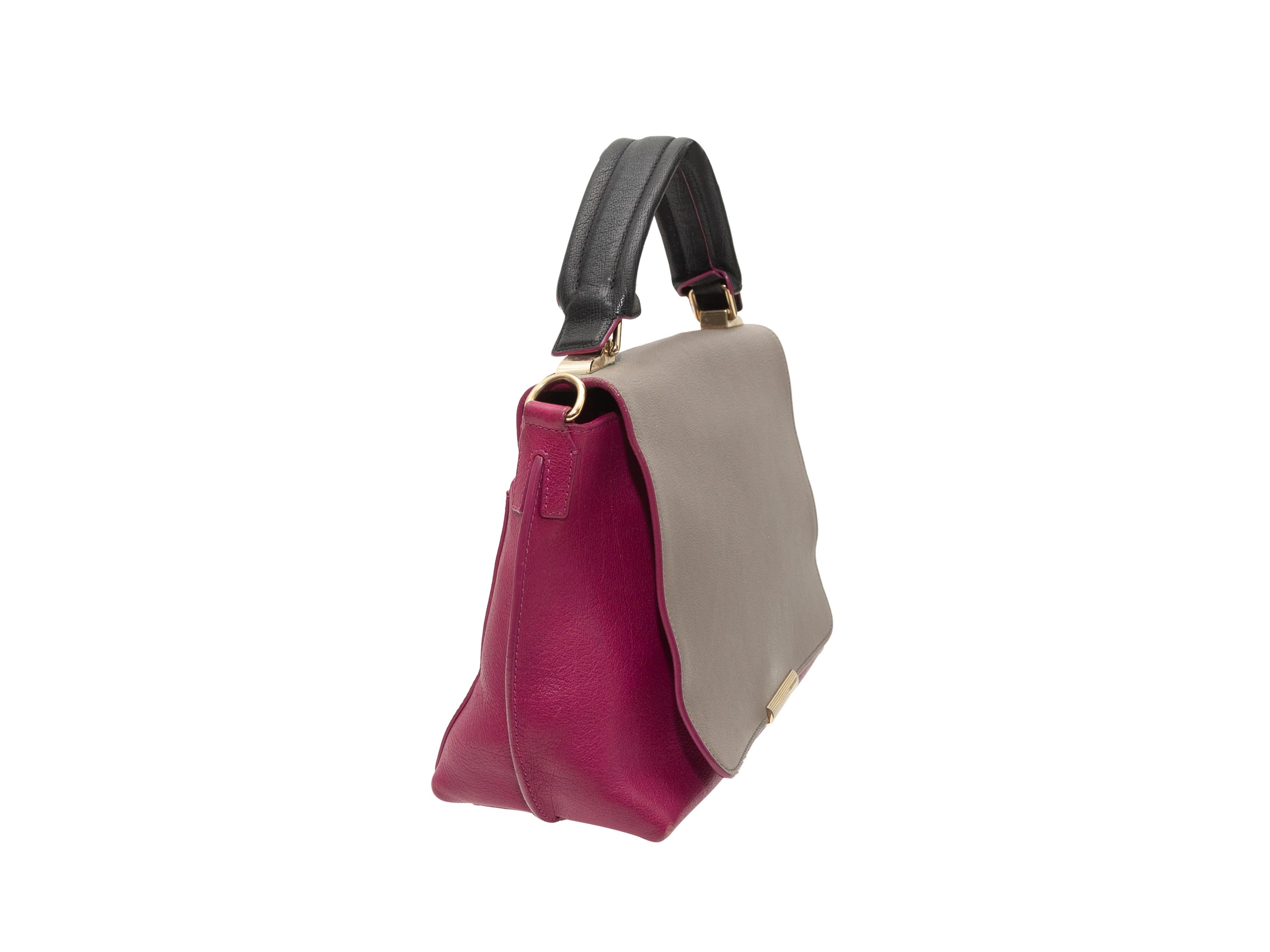 Gray Emilio Pucci Grey & Magenta Leather Shoulder Bag