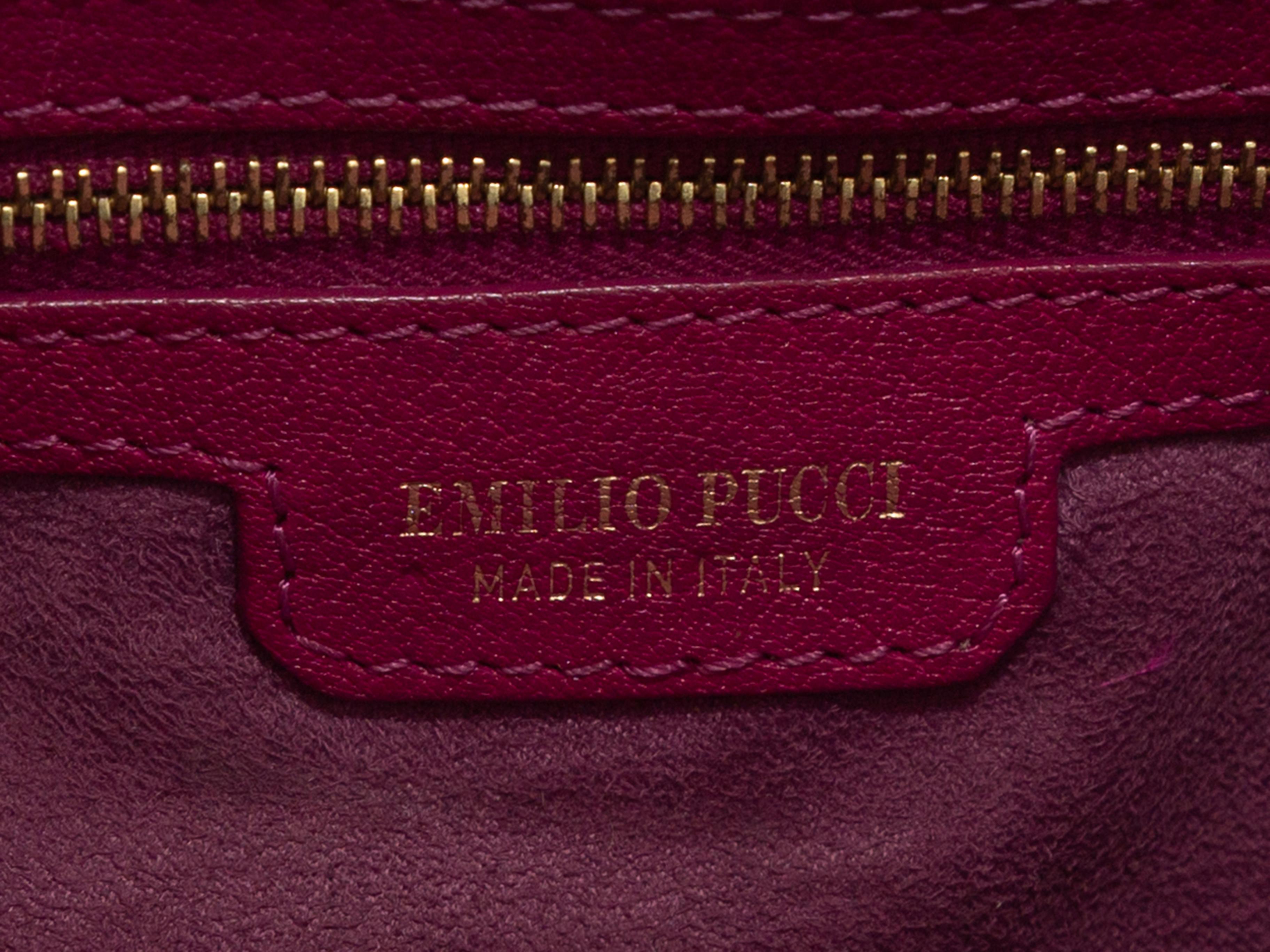 Emilio Pucci Grey & Magenta Leather Shoulder Bag In Good Condition In New York, NY