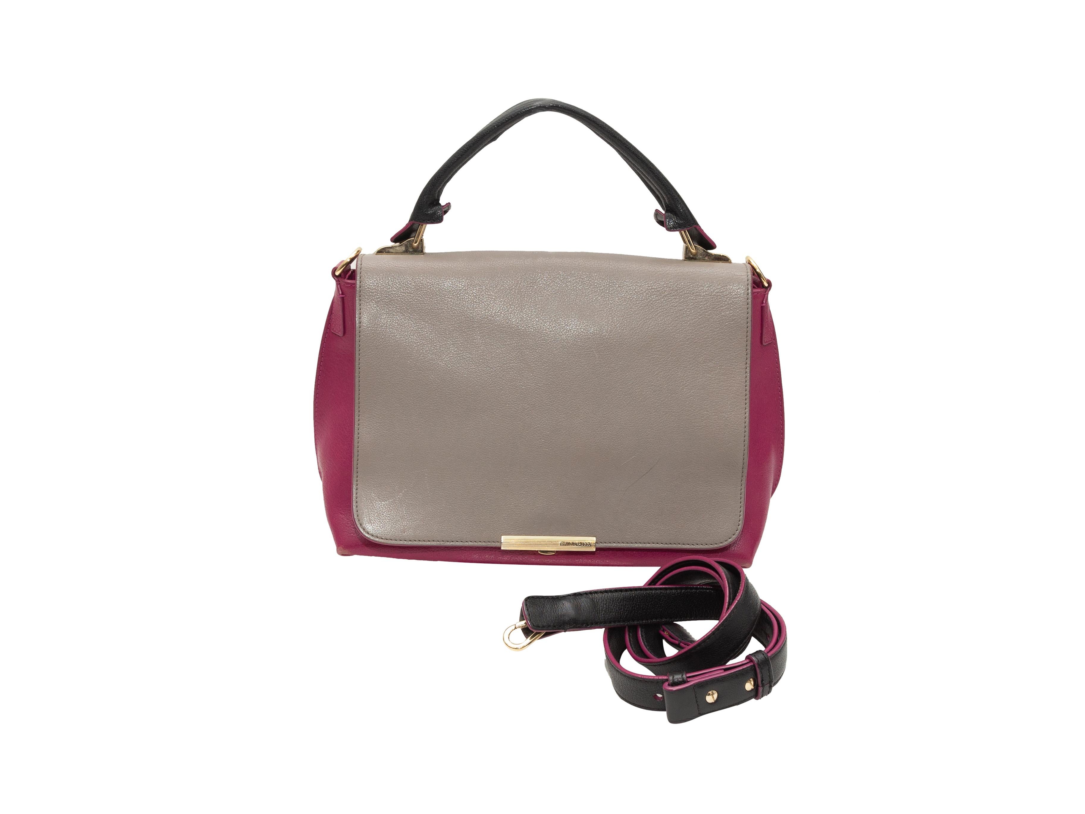Emilio Pucci Grey & Magenta Leather Shoulder Bag 1