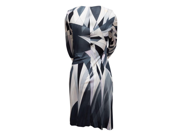 Emilio Pucci Grey & Multicolor Geometric Print Dress For Sale 4