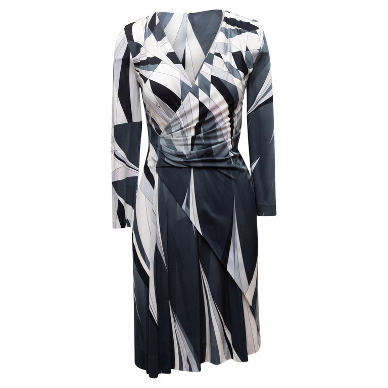 Emilio Pucci Grey & Multicolor Geometric Print Dress For Sale