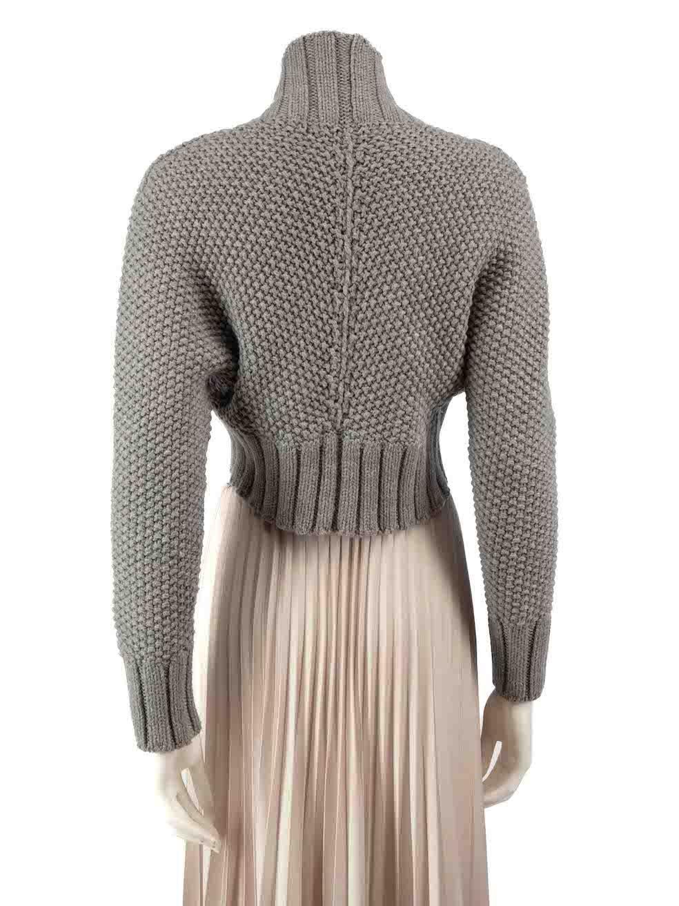 Gray Emilio Pucci Grey Wool Chunky Knit Cardigan Size S