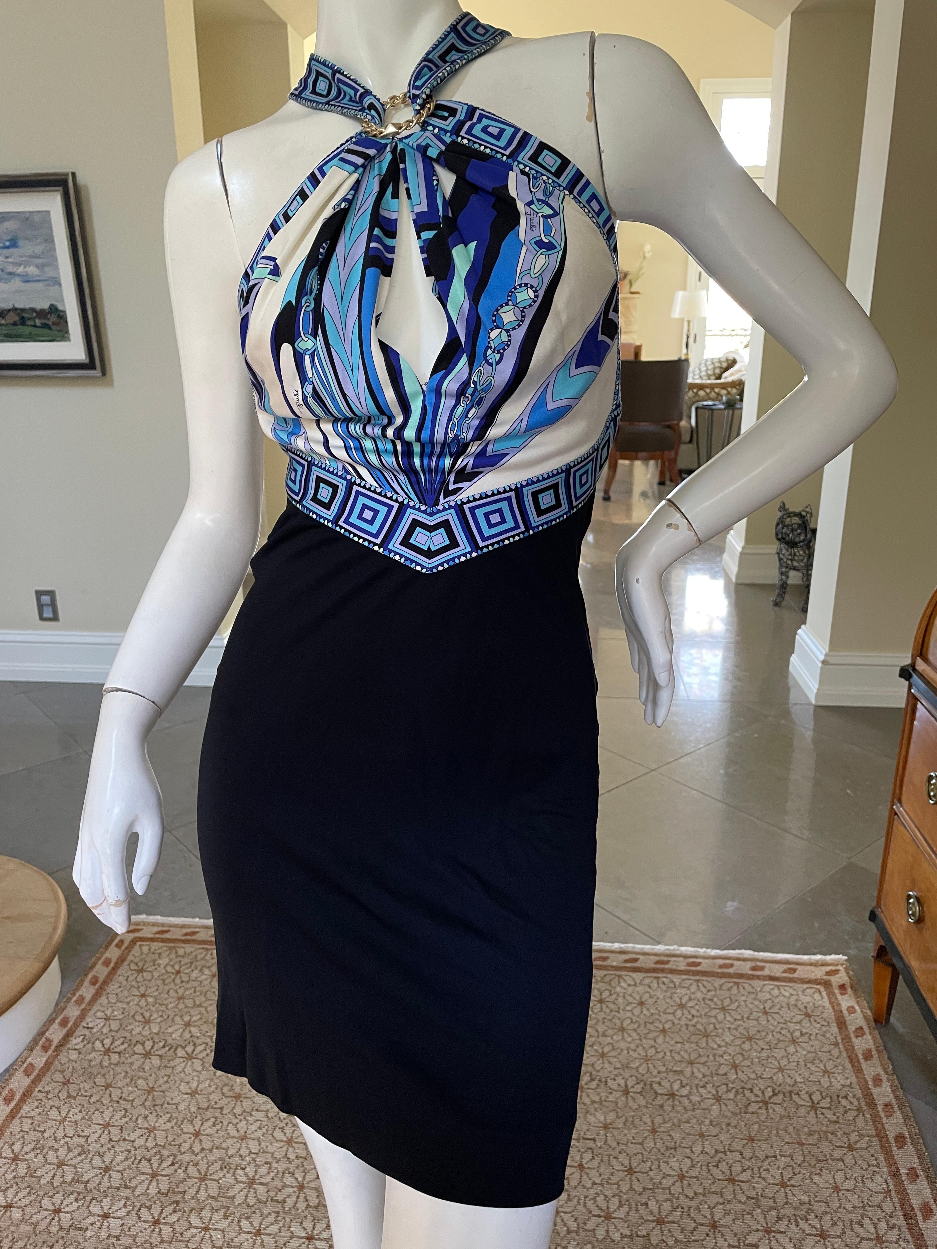 Emilio Pucci Chic Keyhole Halter Style Vintage Racer Back Mini Dress.
This is so much prettier in person, please use the zoom feature to see details.
Size 4  32 IT
Bust 36