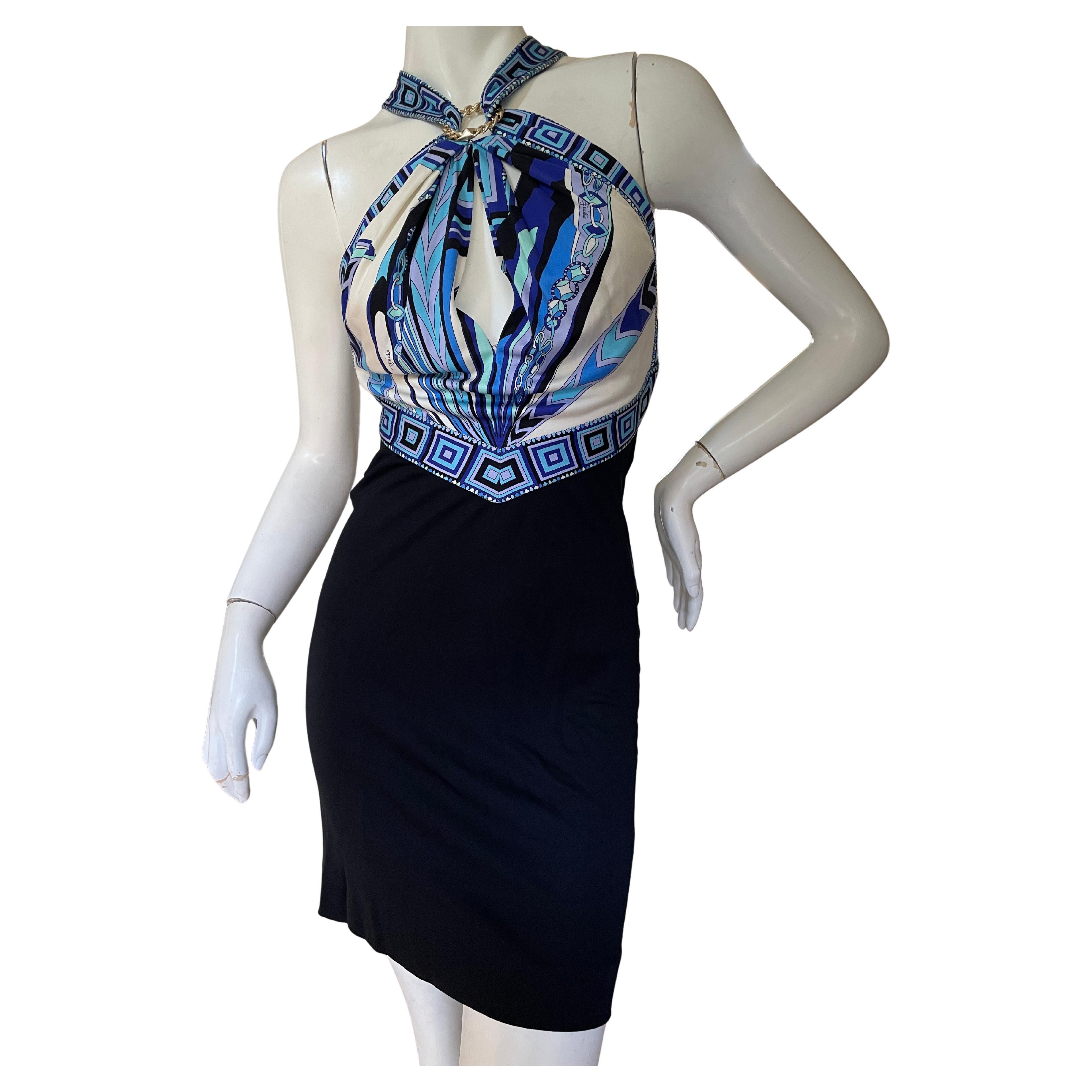 Emilio Pucci Halter Style Vintage Racer Back Mini Dress with Peek a Boo Keyhole For Sale