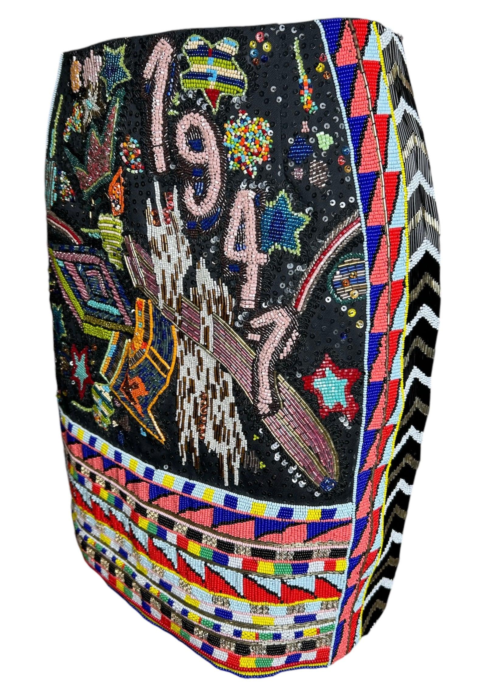 Emilio Pucci Stark perlenbesetzter, kommemerativer Rock, Neu/Alt, 2014 (Schwarz) im Angebot