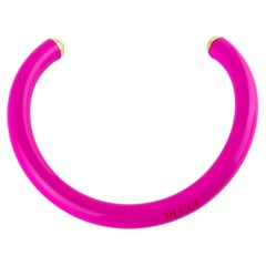 Emilio Pucci Hot‑Pink Lacquer Rigid Necklace with Gilded Metal Ends