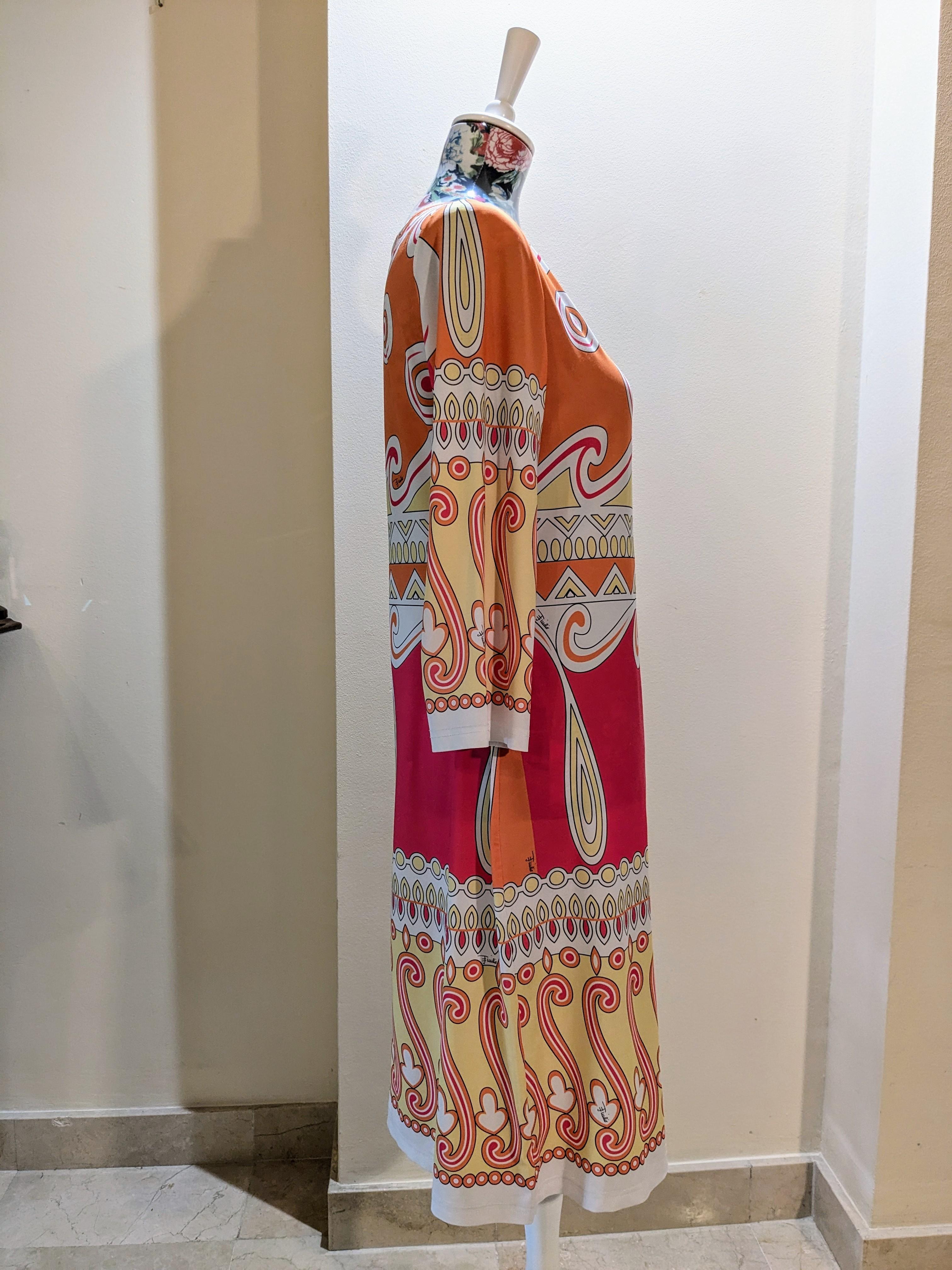 Emilio Pucci Vestido de cóctel con estampado origami geométrico icónico en venta 1