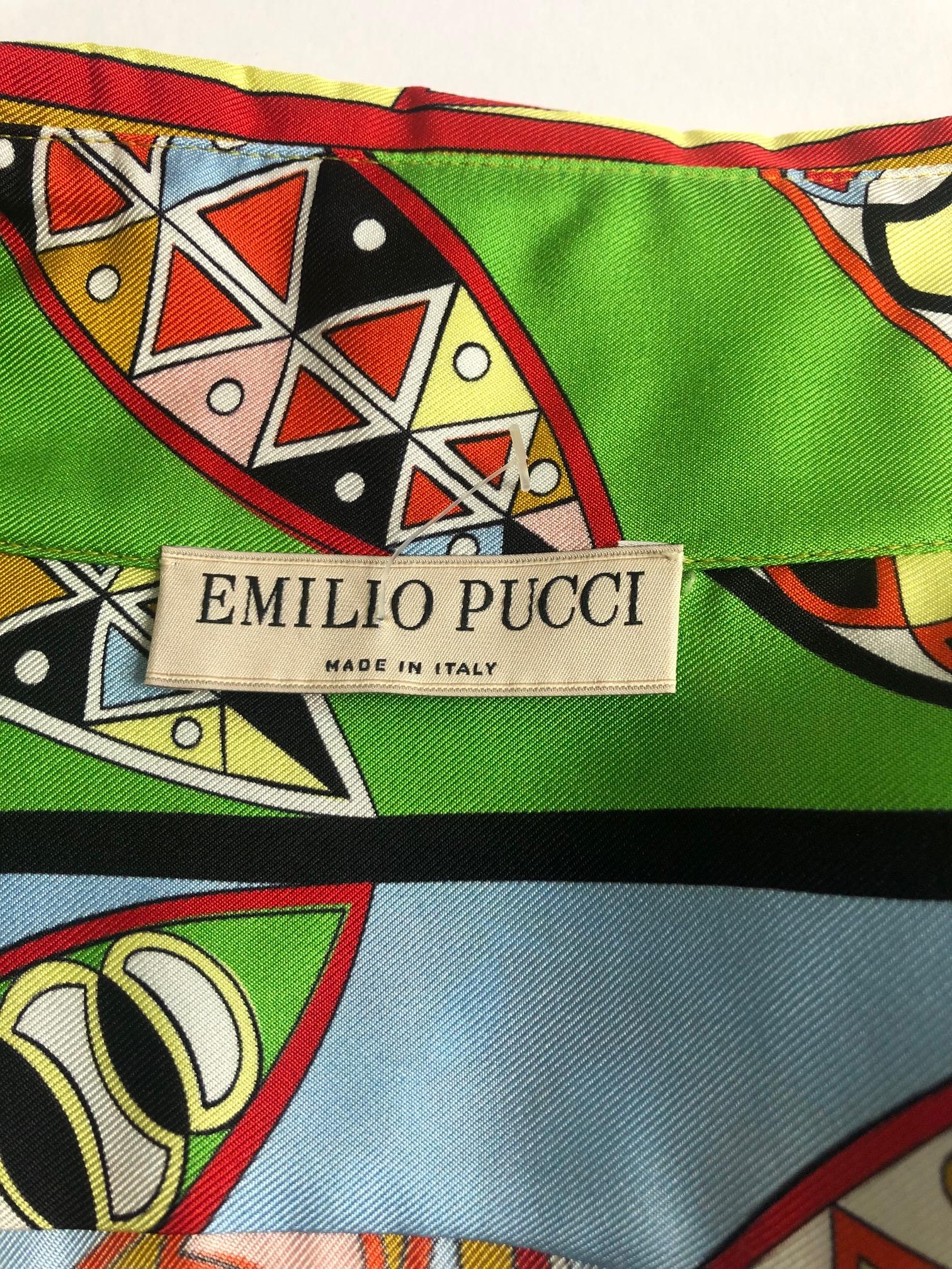 EMILIO PUCCI Iconic Printed Fitted silk-twill Pucci shirt For Sale 7