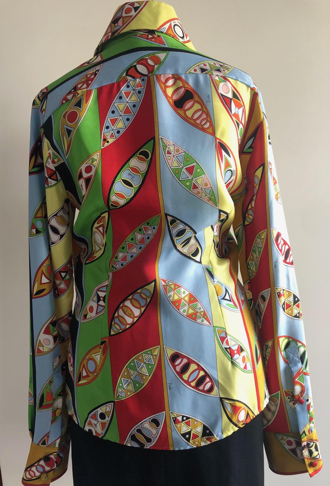 EMILIO PUCCI Iconic Printed Fitted silk-twill Pucci shirt For Sale 4