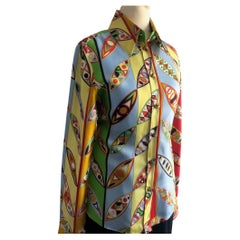 Vintage EMILIO PUCCI Iconic Printed Fitted silk-twill Pucci shirt