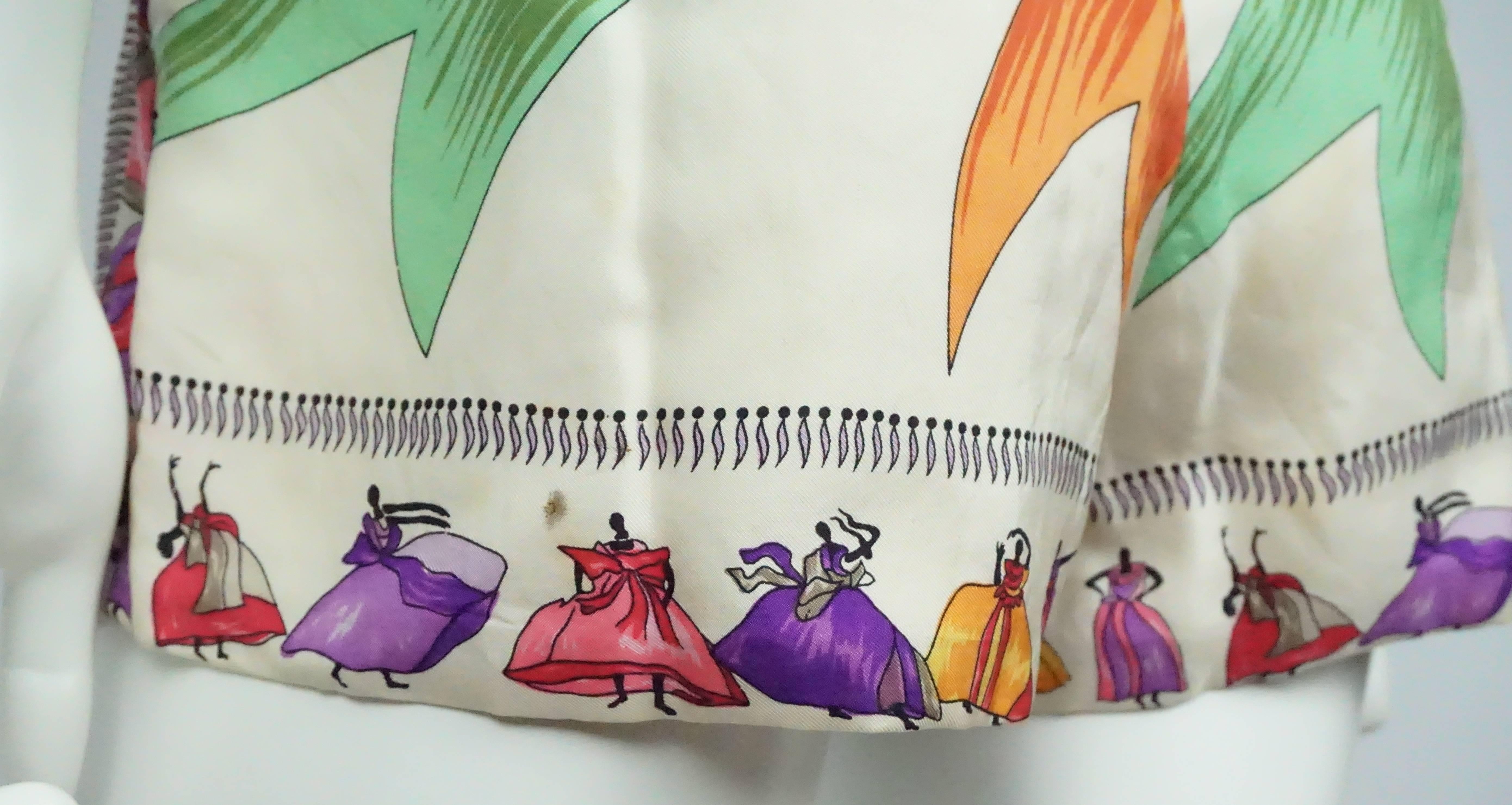 Emilio Pucci - Short en soie imprimé « Robes » ivoire et multicolore - Petit - vers les années 60 Pour femmes en vente