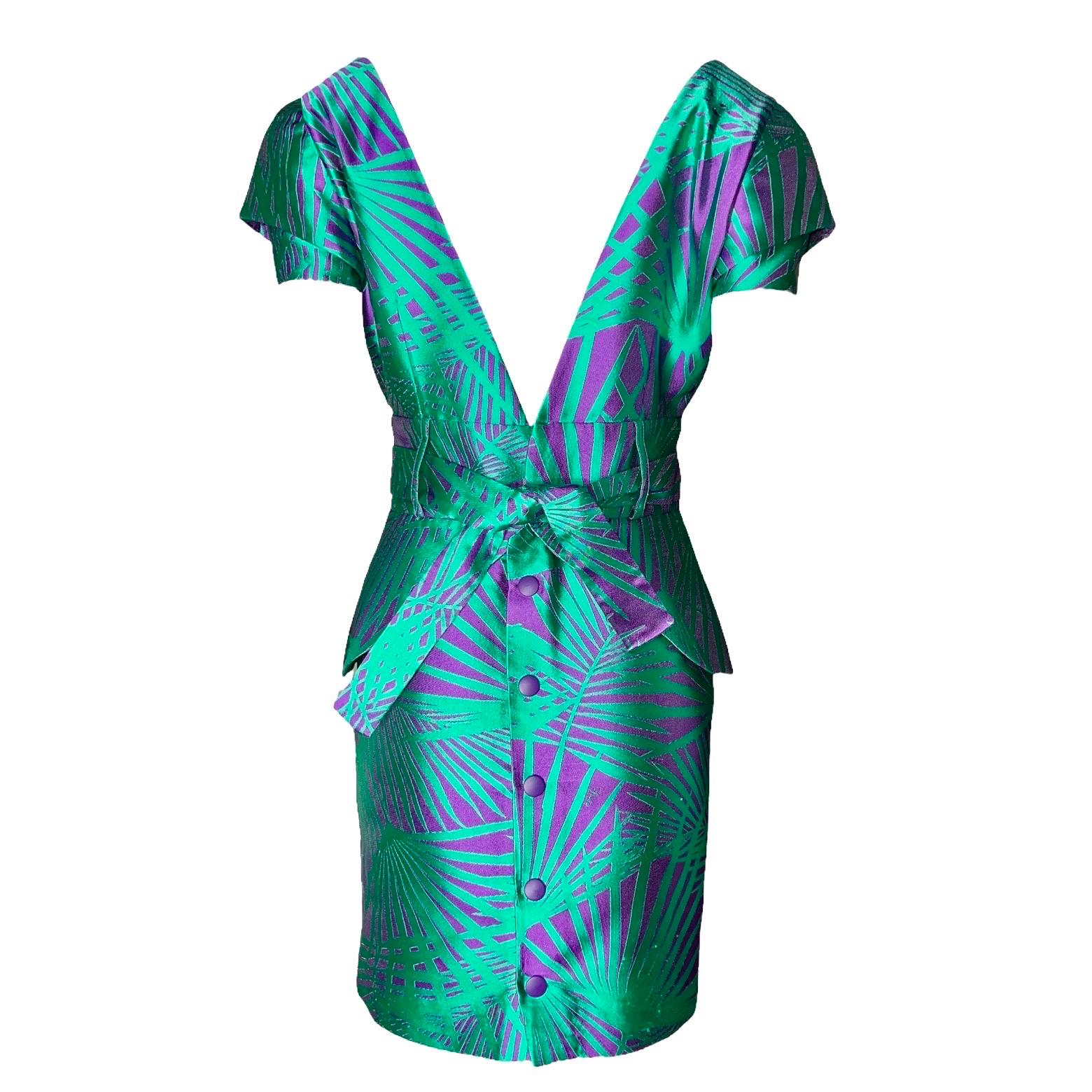 Tropical EMILIO PUCCI Jacquard Silk Blend Palms Signature Print Dress ...