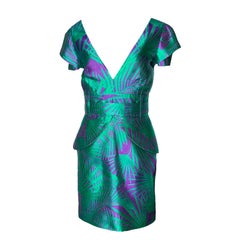 Tropical EMILIO PUCCI Jacquard Silk Blend Palms Signature Print Dress Belt 40