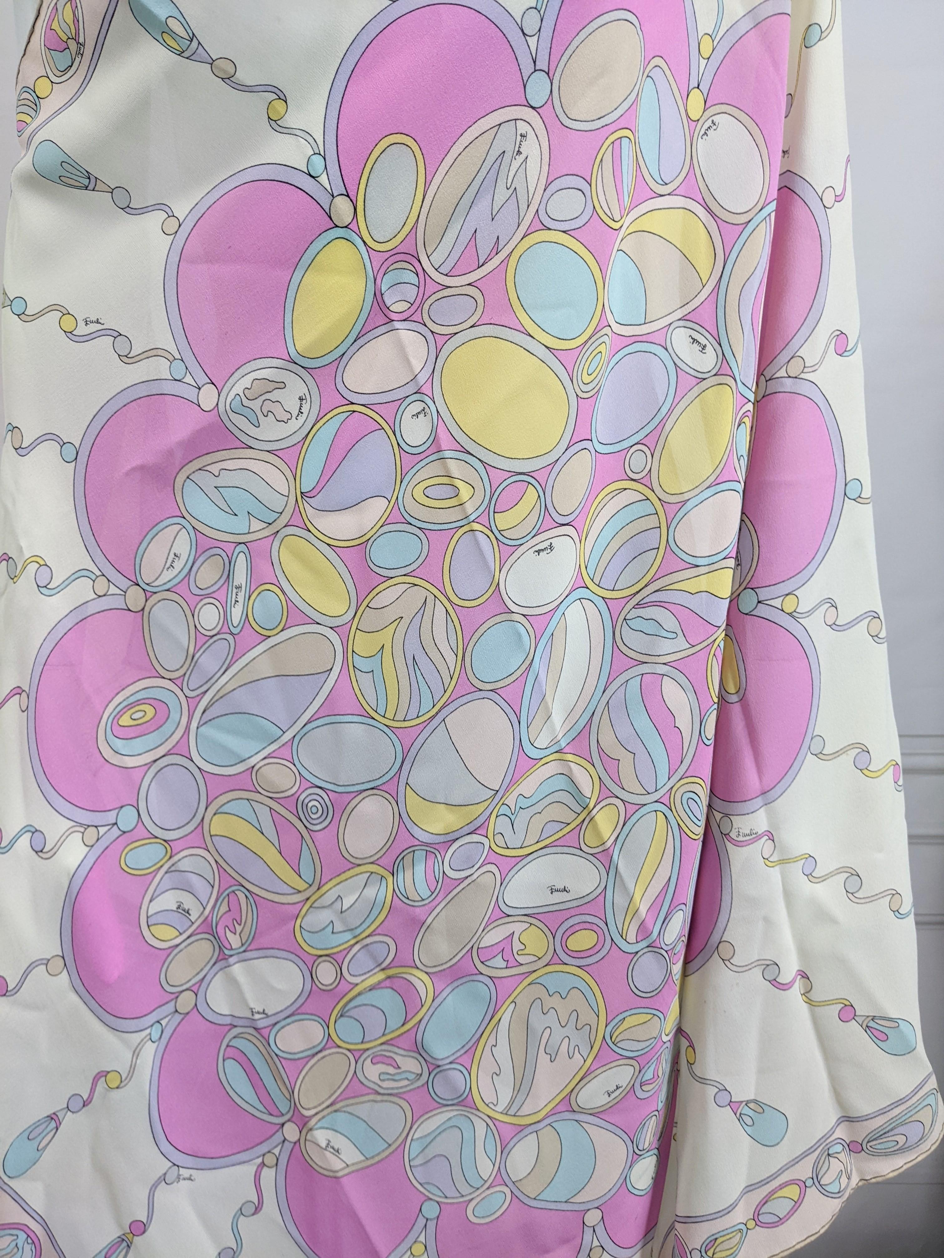 Emilio Pucci Jewel Print Chiffon Scarf In Good Condition For Sale In New York, NY