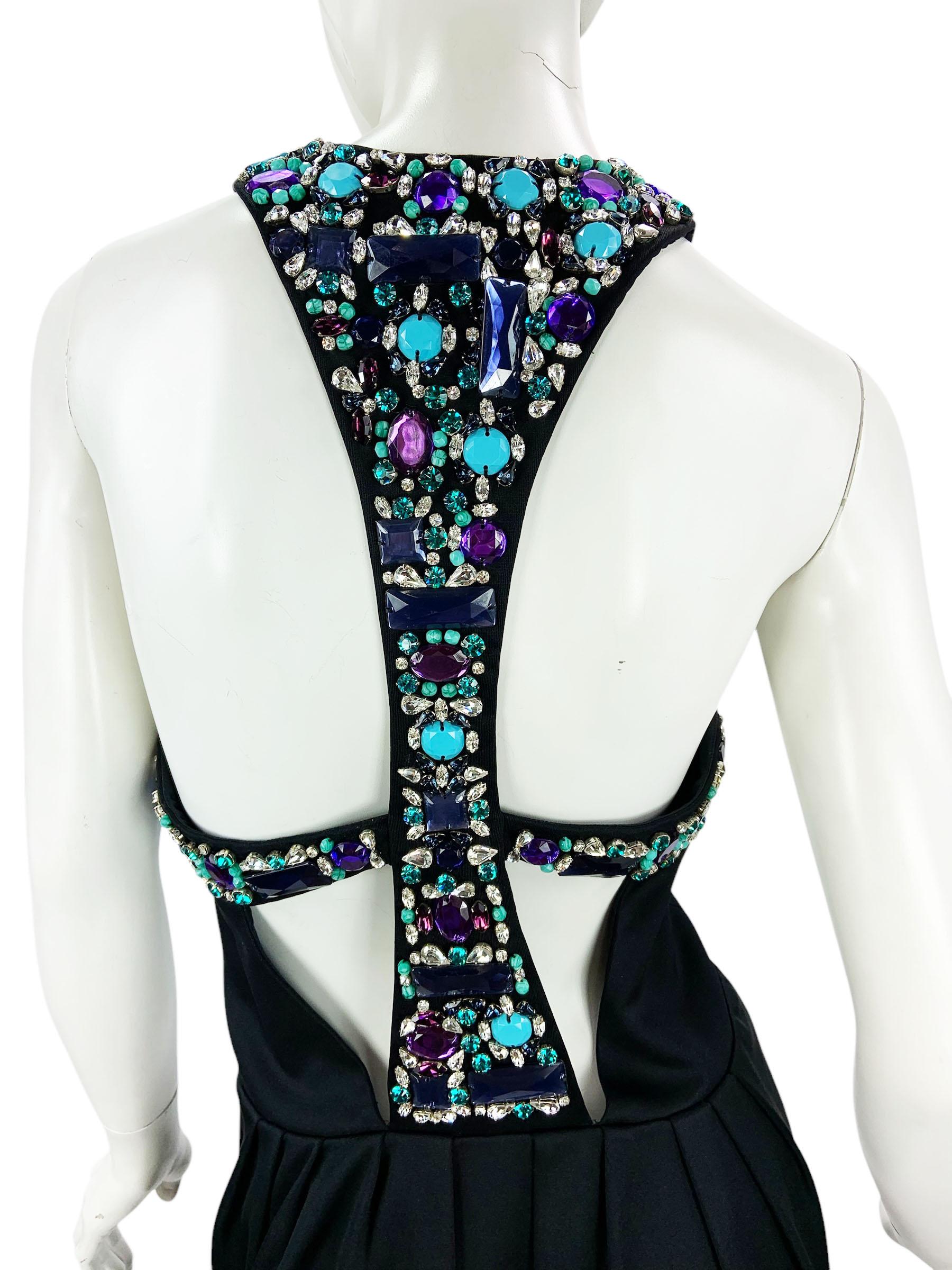 Emilio Pucci, abito da cocktail nero con Jewell e schiena aperta, vestito sexy italiano 44 US 10 in vendita 4