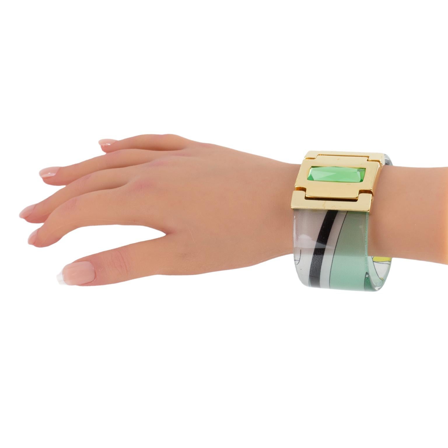 Bracciale Jewell Emilio Pucci Bangle in lucite con inclusione di seta in vendita 5