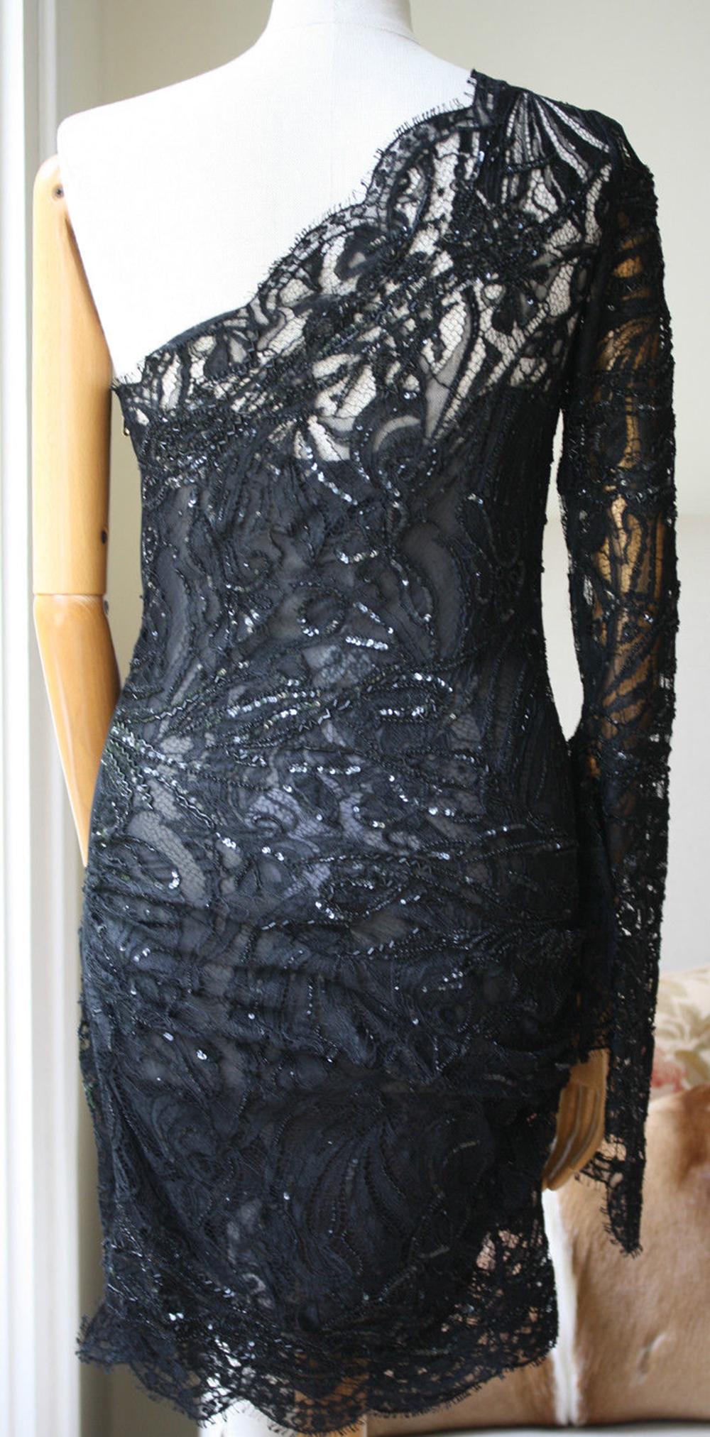 one shoulder lace dress