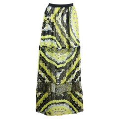 Emilio Pucci Lace Trimmed Printed Silk Blend Maxi Skirt It 40 Uk 8