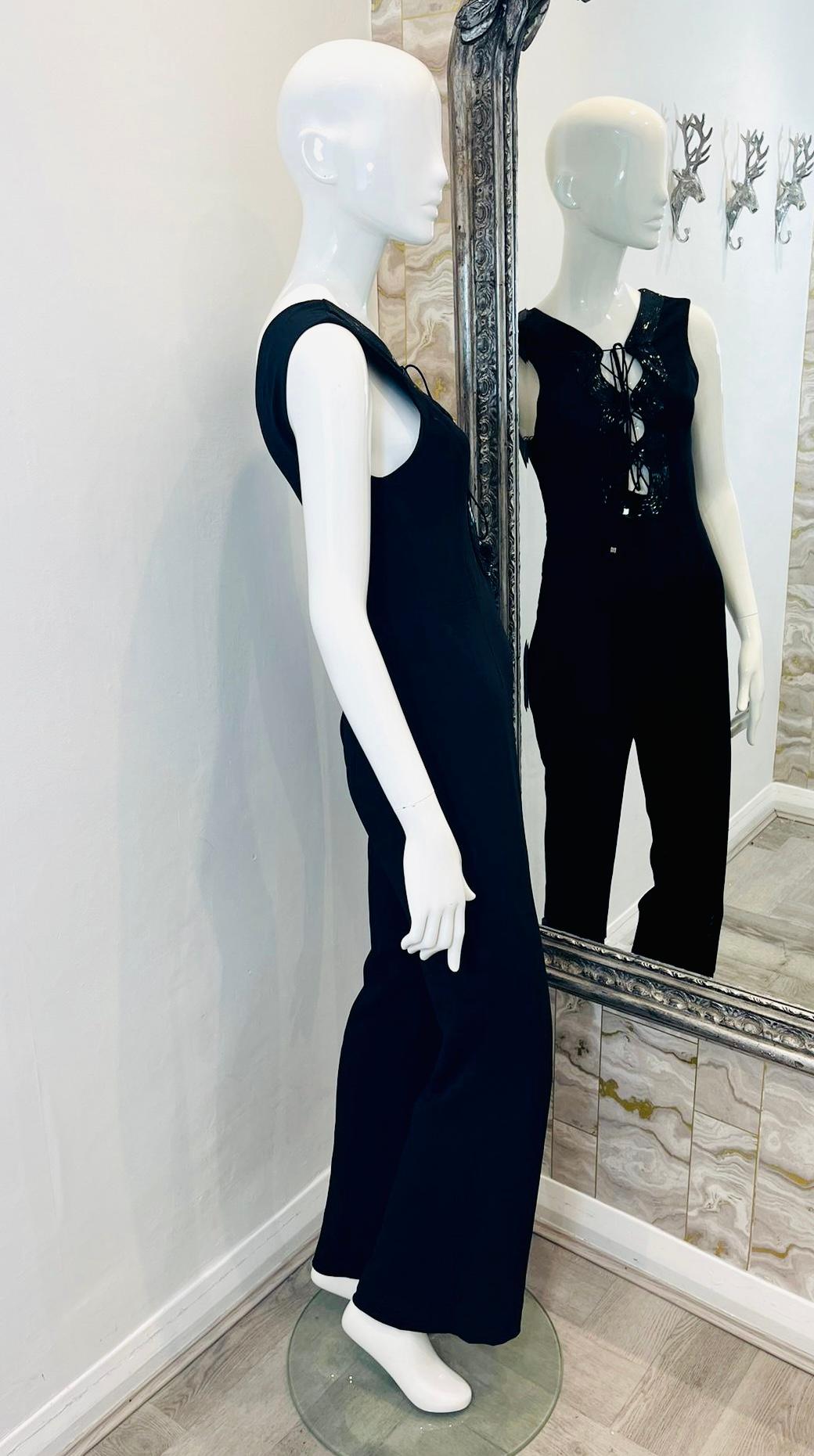 Emilio Pucci Lace-Up Silk Blend Jumpsuit In Excellent Condition In London, GB