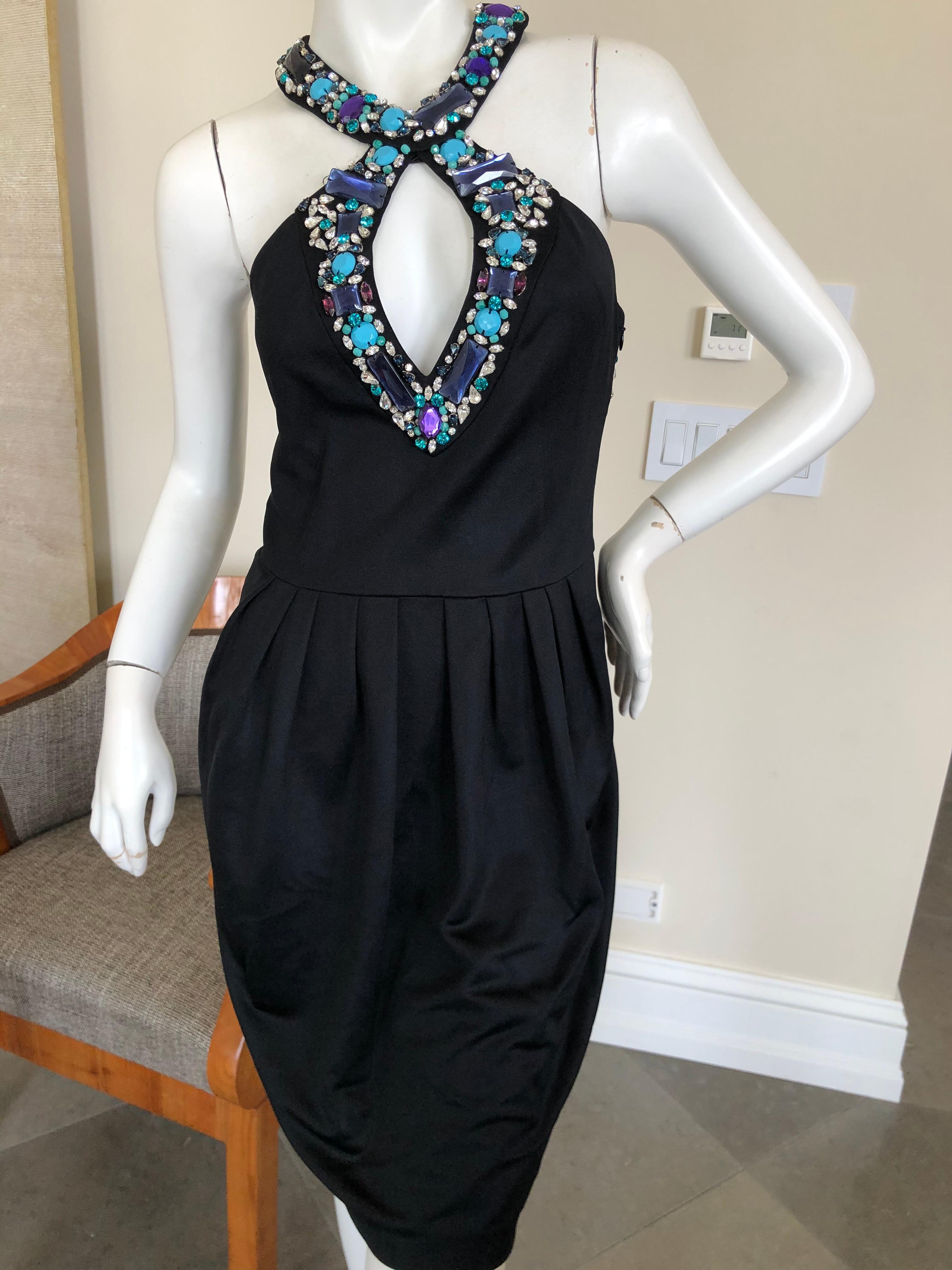 Emilio Pucci Sexy Little Black Dress w Gobsmacking Jewel Embellishments
  So pretty , please use the zoom feature to see details.
Size 2-4 (no size label)
Bust 34