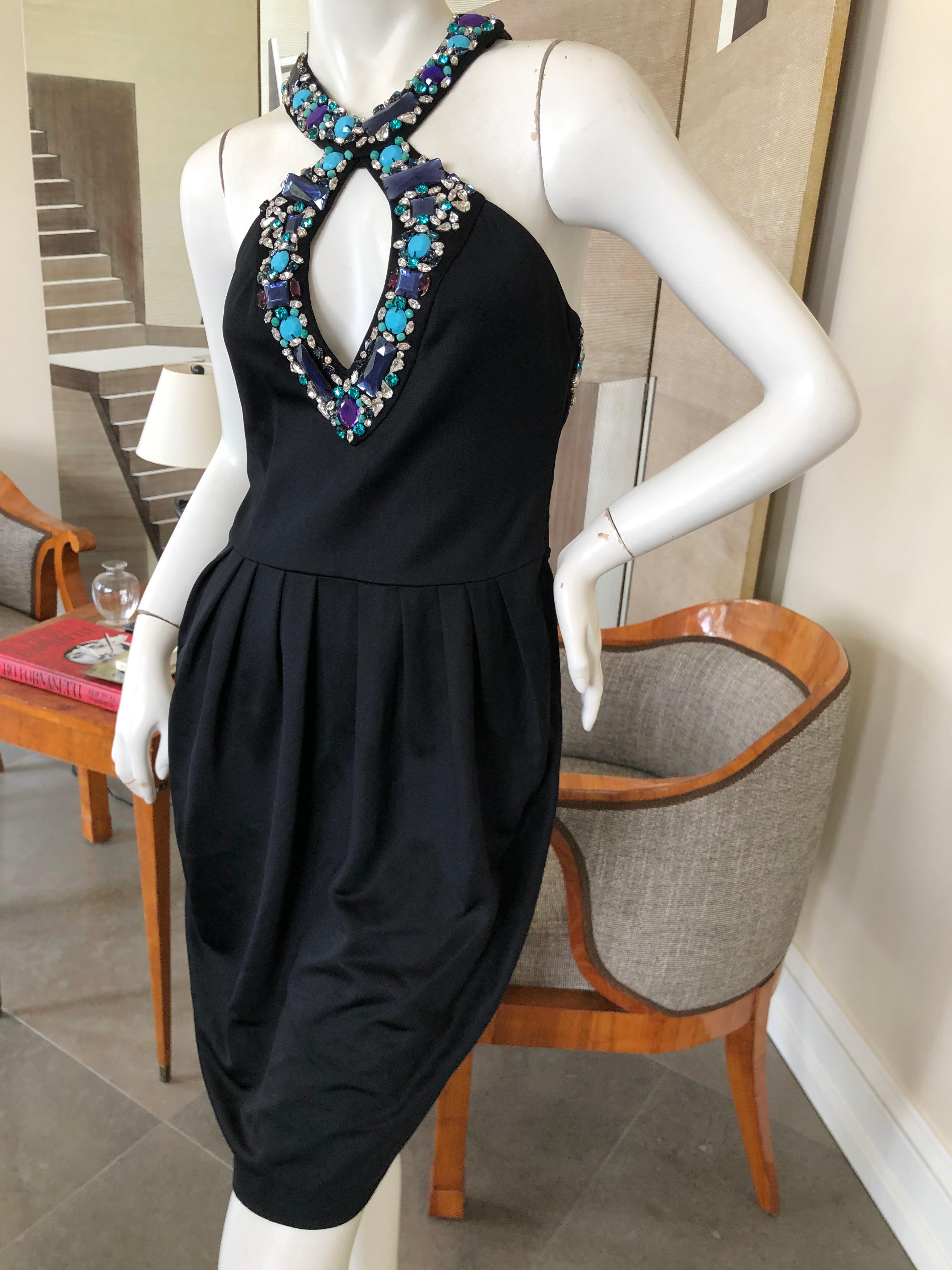 Women's Emilio Pucci Lacroix Era Little Black Dress w Gobsmacking Jewel Embellishments For Sale