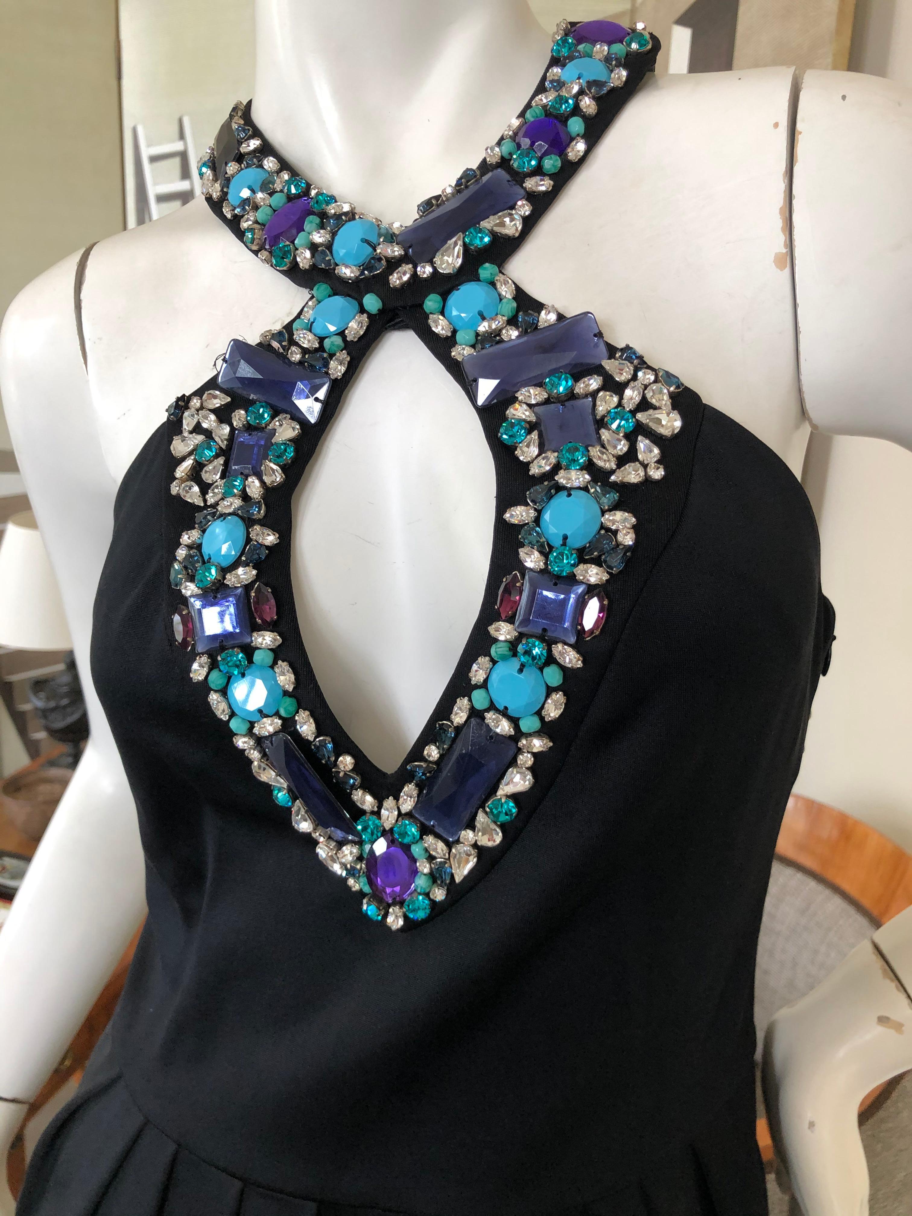 Emilio Pucci Lacroix Era Little Black Dress w Gobsmacking Jewel Embellishments For Sale 1