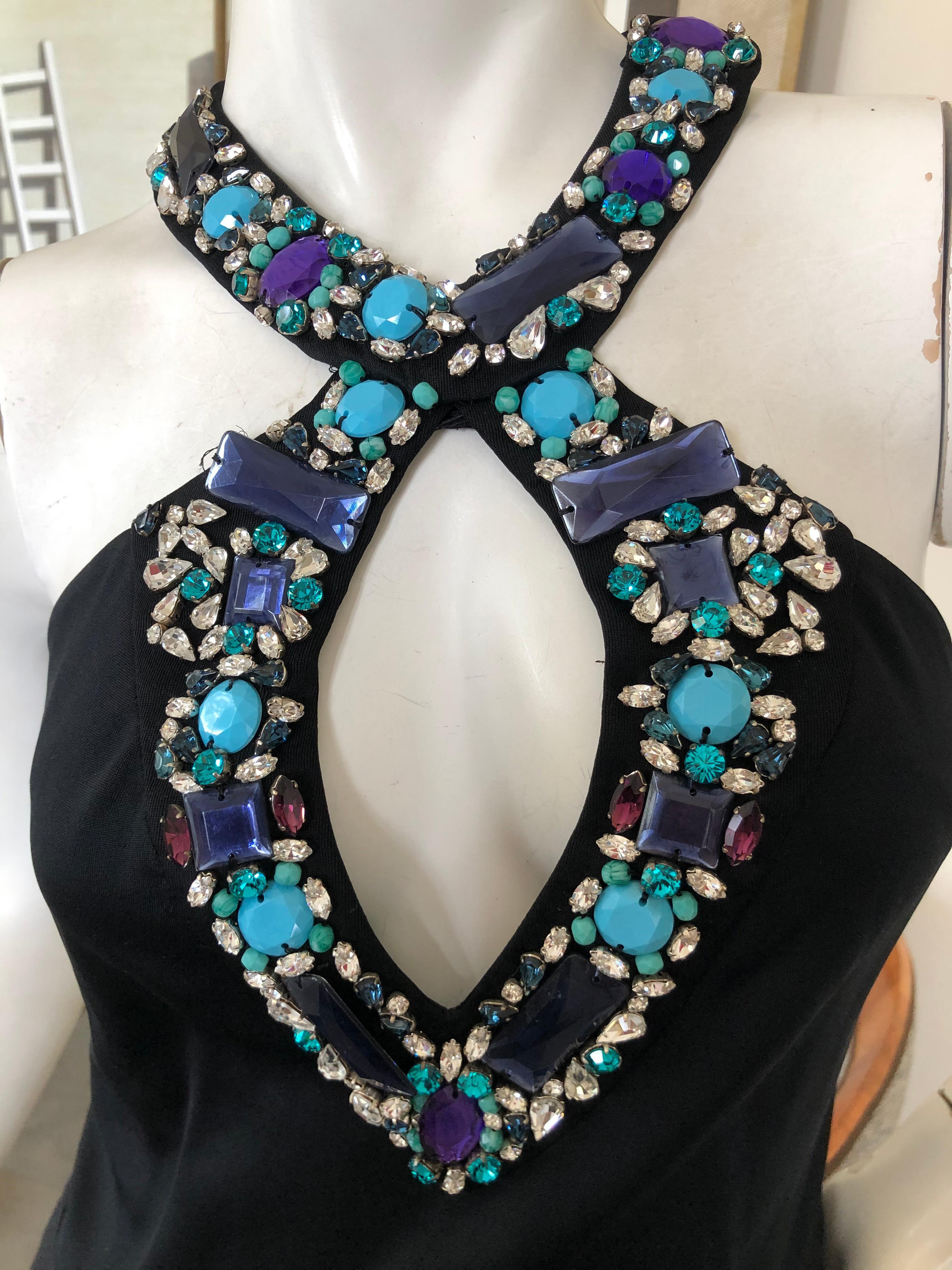 Emilio Pucci Lacroix Era Little Black Dress w Gobsmacking Jewel Embellishments For Sale 2