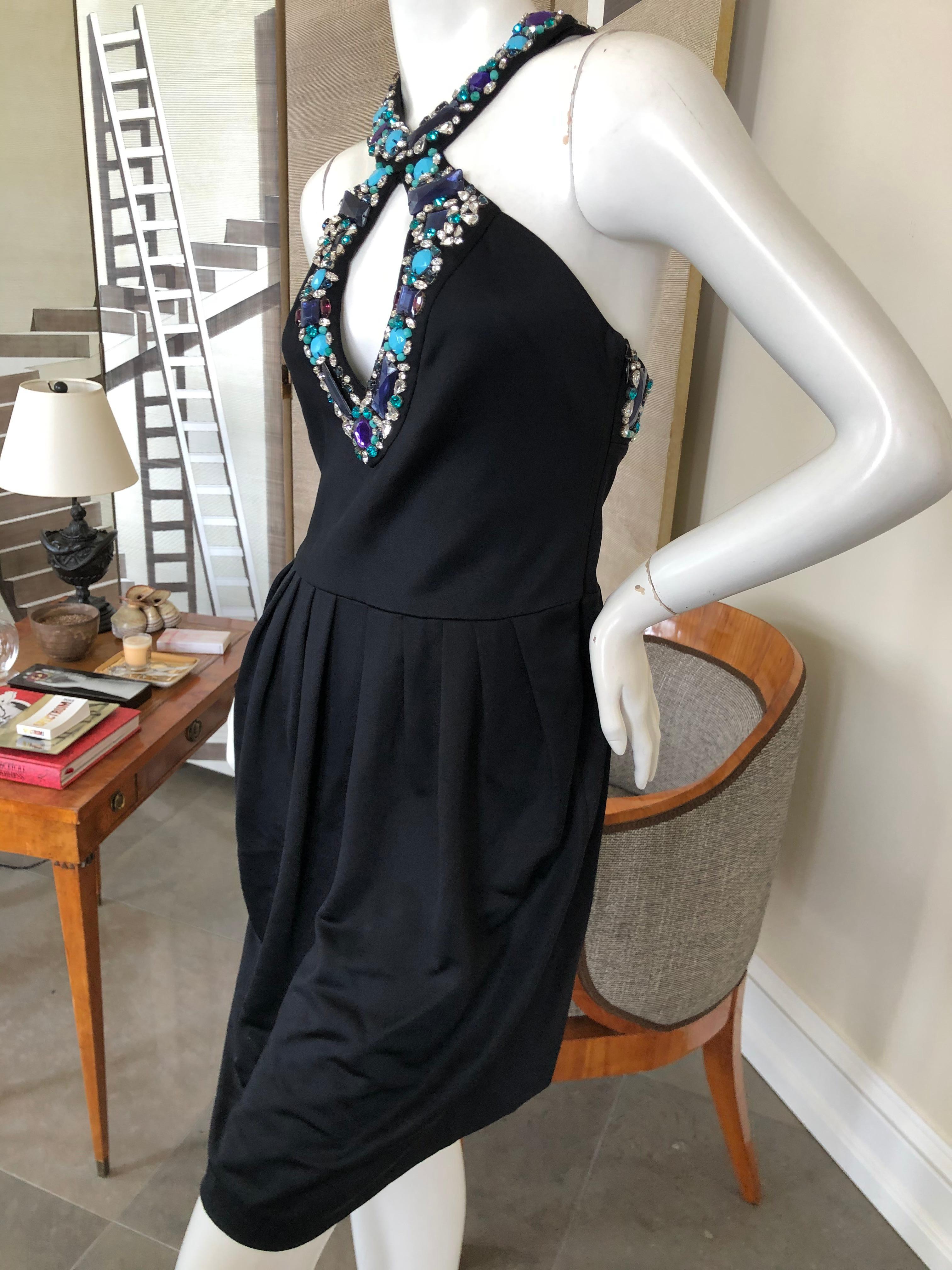 Emilio Pucci Lacroix Era Little Black Dress w Gobsmacking Jewel Embellishments For Sale 3