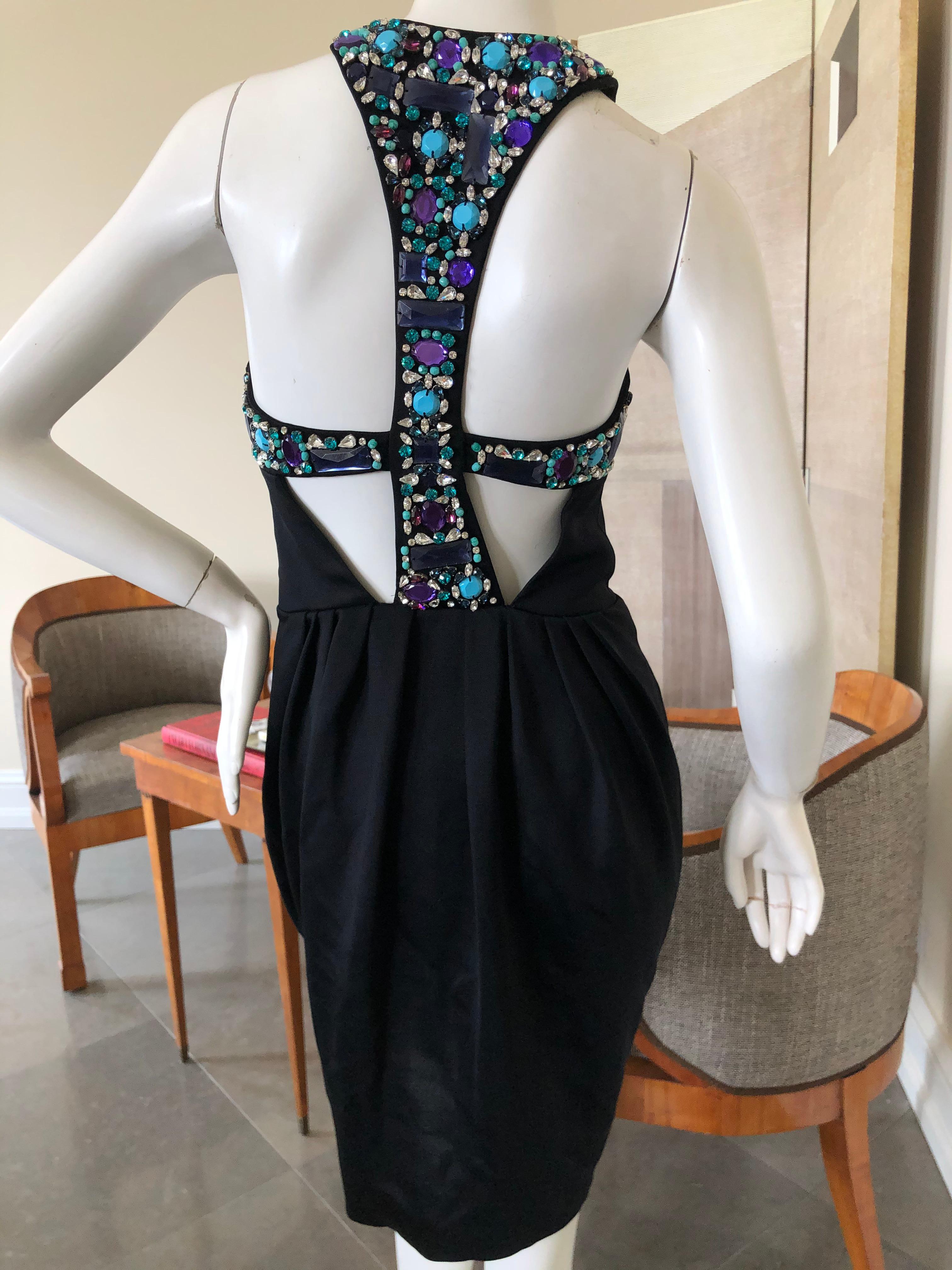 Emilio Pucci Lacroix Era Little Black Dress w Gobsmacking Jewel Embellishments For Sale 4