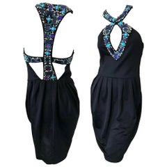 Emilio Pucci Lacroix Era Little Black Dress w Gobsmacking Jewel Embellishments