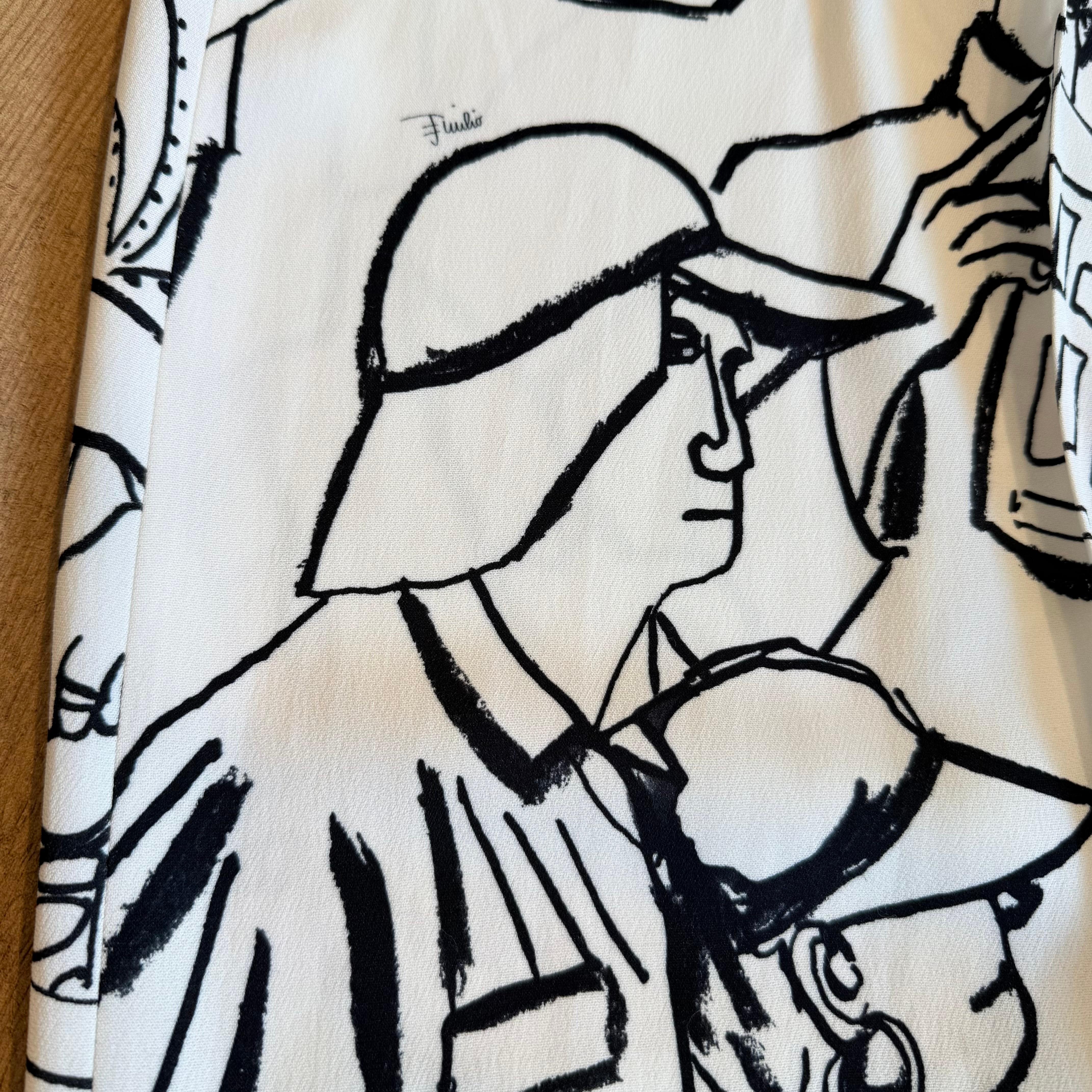 Emilio Pucci Große Leinenhose mit Prints FR 40 / IT 44 im Angebot 1
