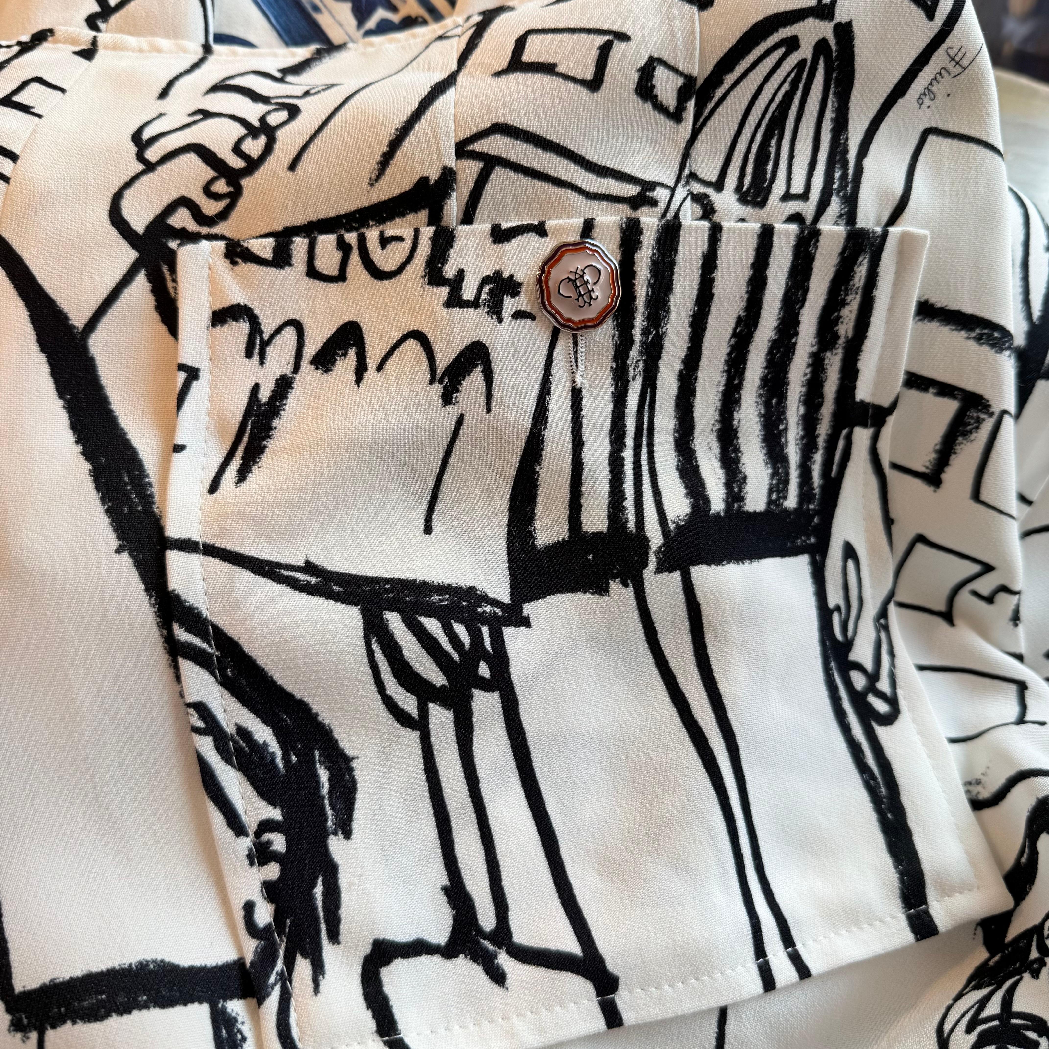 Emilio Pucci Große Leinenhose mit Prints FR 40 / IT 44 im Angebot 2