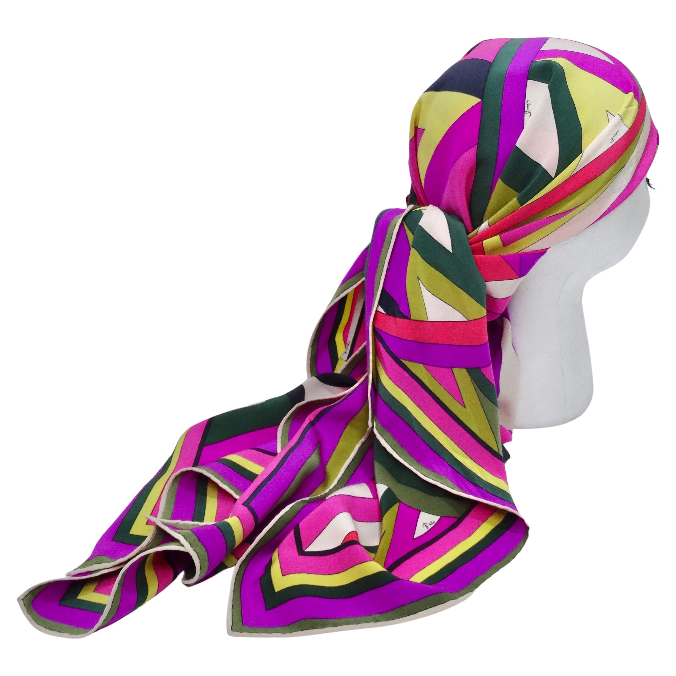 Emilio Pucci has done it again! This is a bold and beautiful scarf that belongs in everyone's closet. Your next vacation is calling, and this will be your new favorite accessory. Wear it, frame it, tie it! Pucci is the king of prints and a brilliant