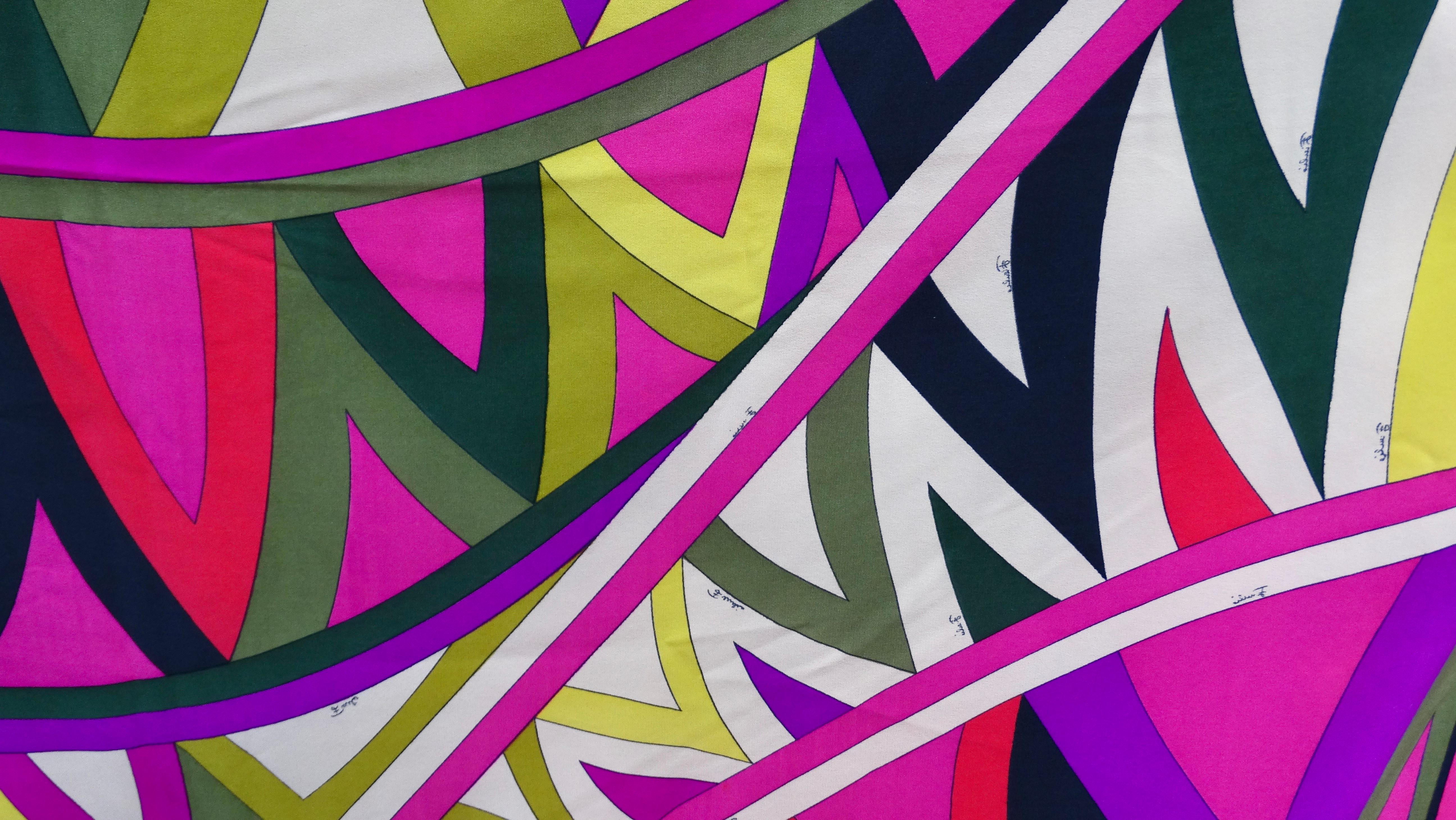 Emilio Pucci Large Multi-Color Silk Scarf In Excellent Condition In Scottsdale, AZ