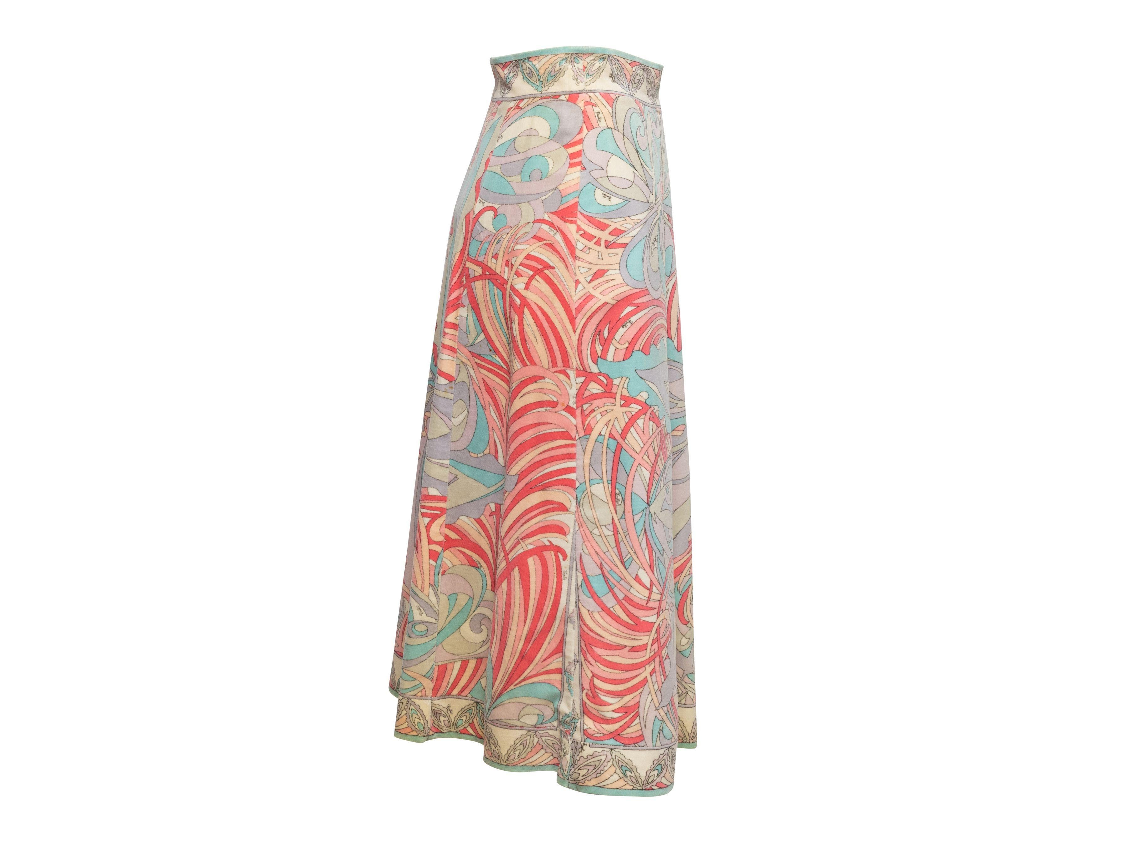 Emilio Pucci Lavender & Multicolor 60s Velvet Printed Skirt In Good Condition For Sale In New York, NY