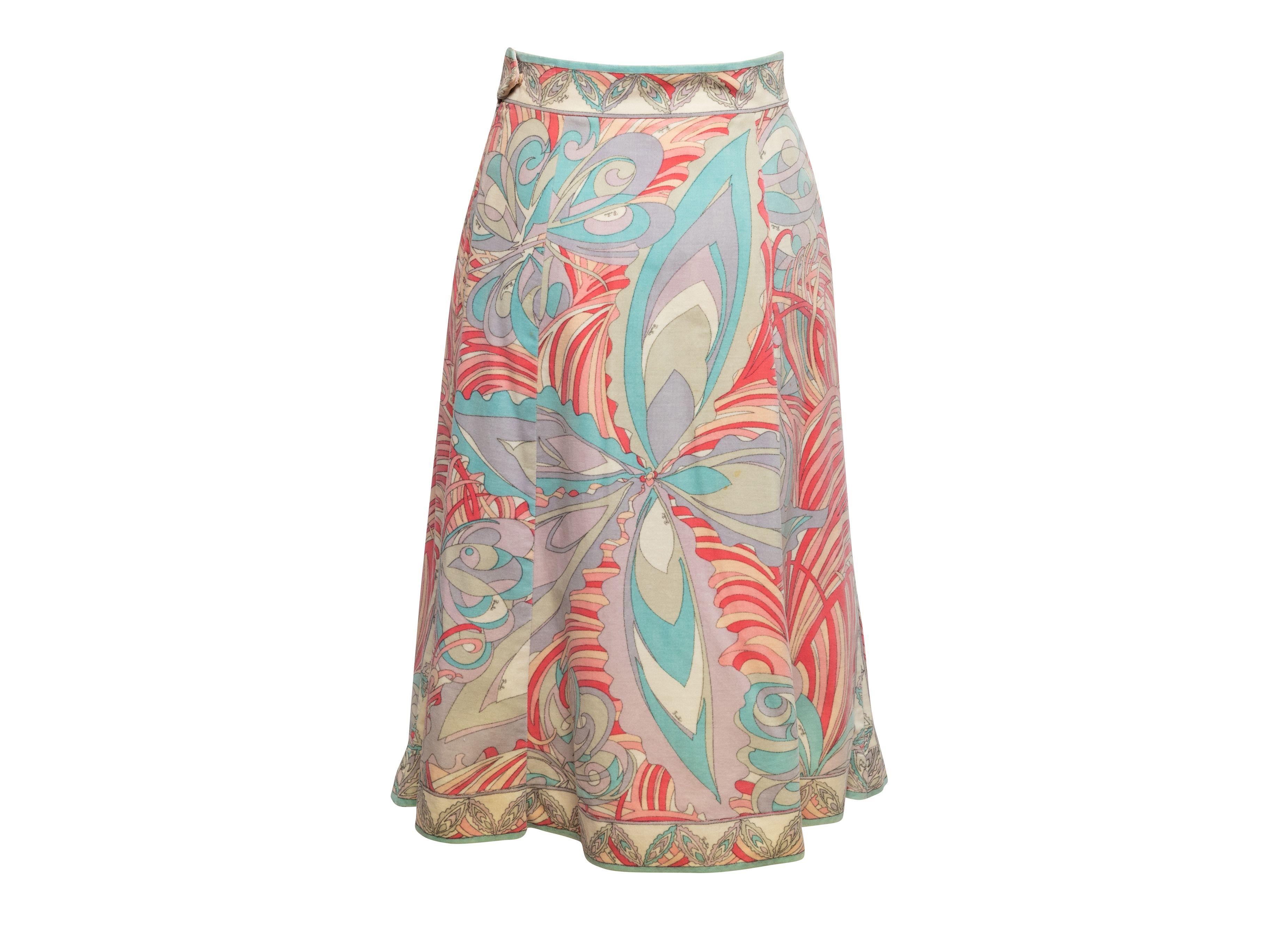 Women's Emilio Pucci Lavender & Multicolor 60s Velvet Printed Skirt For Sale
