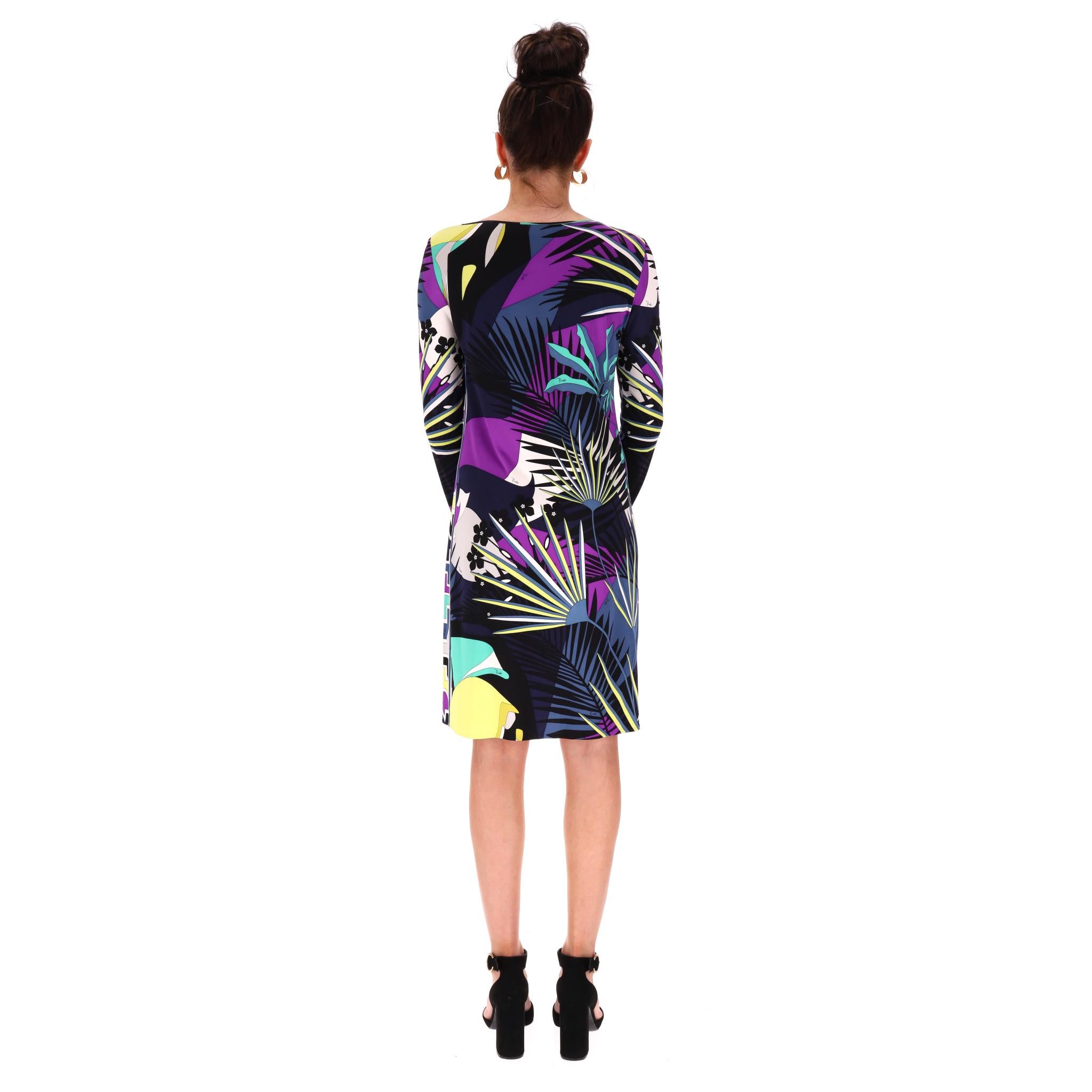 Emilio Pucci Vestido de seda con estampado de hojas en Excelente estado para la venta en London, GB
