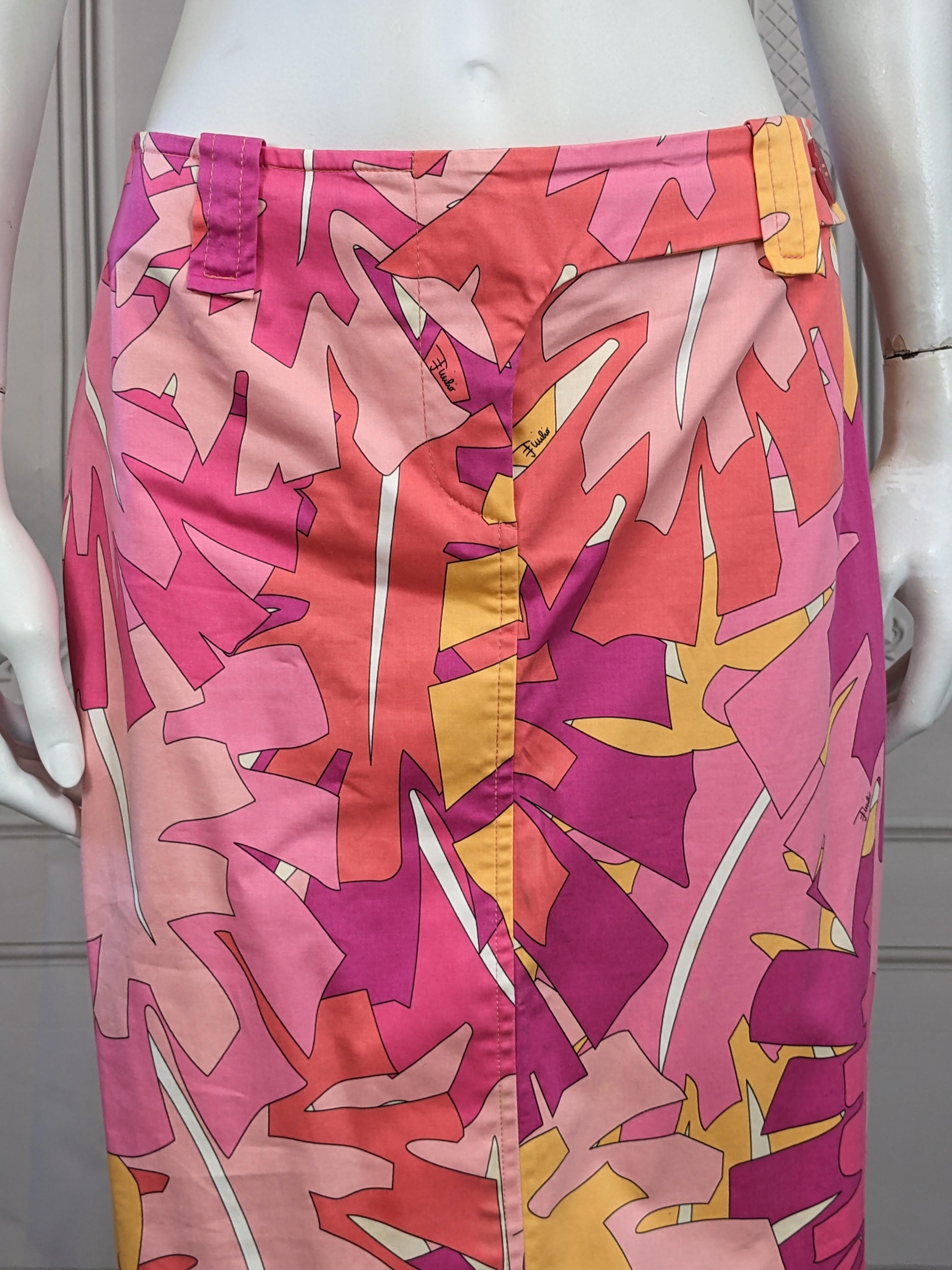 Pink Emilio Pucci Leaf Print Skirt  For Sale