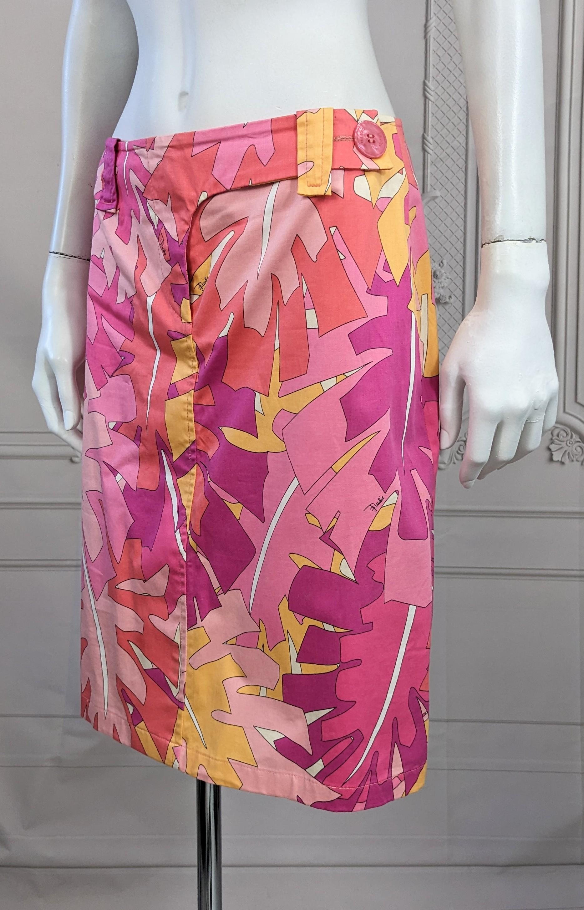 Emilio Pucci Leaf Print Skirt  In Excellent Condition For Sale In New York, NY
