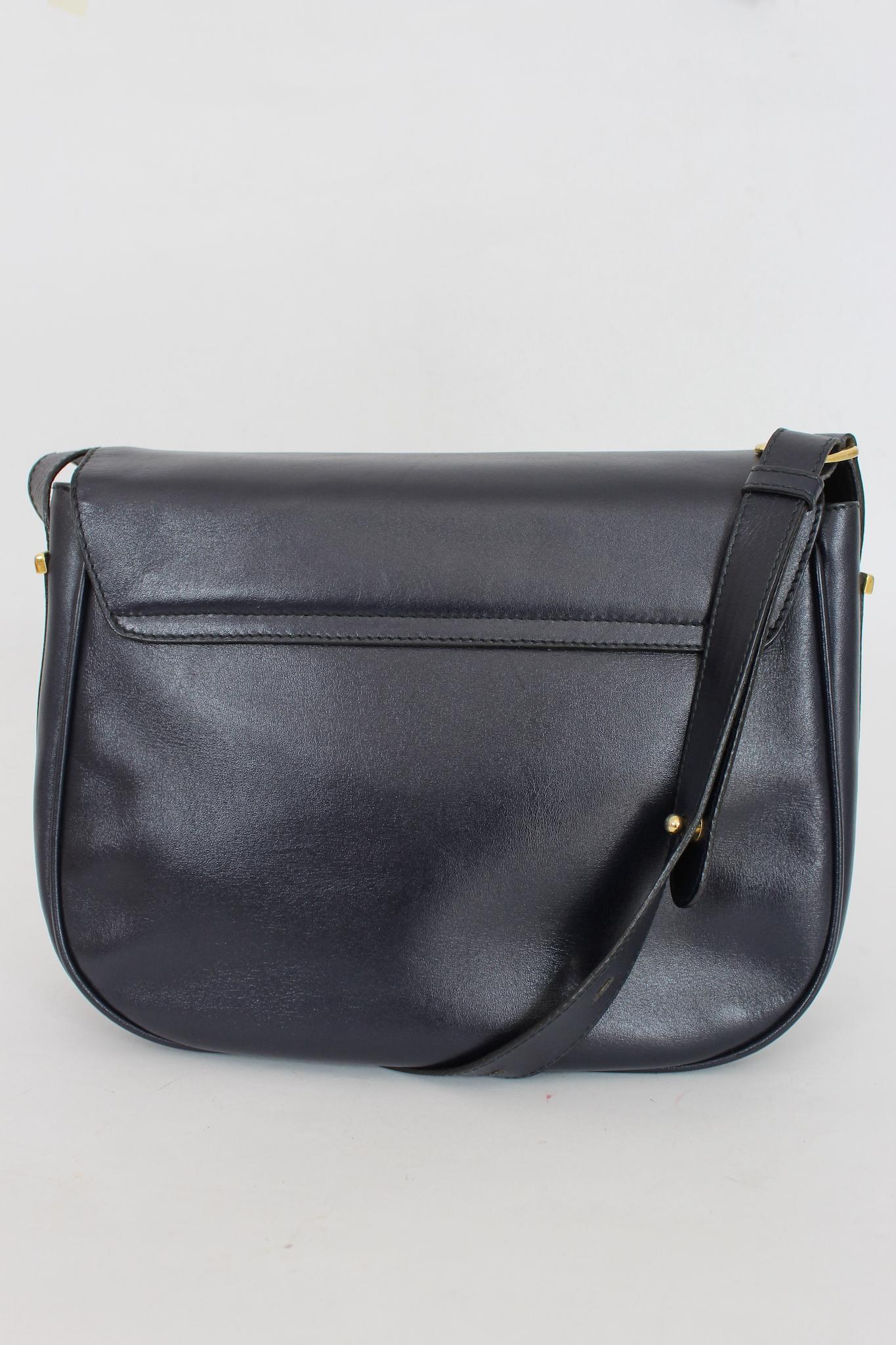 Black Emilio Pucci Leather Classic Blue Shoulder Bag Vintage