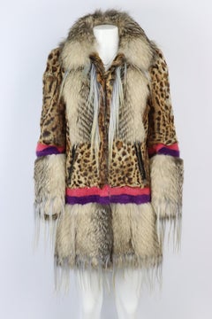 Emilio Pucci Leopard Print Fox, Rabbit And Mink Fur Coat It 40 Uk 8