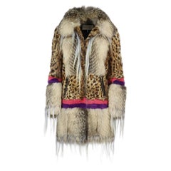 Emilio Pucci Leopard Print Fox, Rabbit And Mink Fur Coat It 40 Uk 8