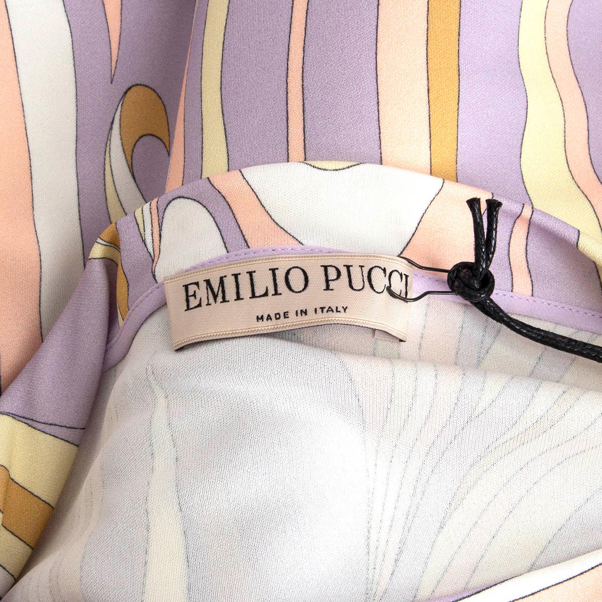 EMILIO PUCCI lilac silk PRINTED T-Shirt Shirt 44 L For Sale 1