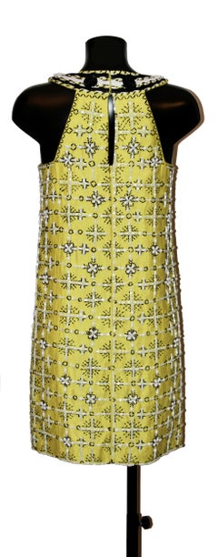 Emilio Pucci Limited Edition Yellow Linen Embroidered Dress