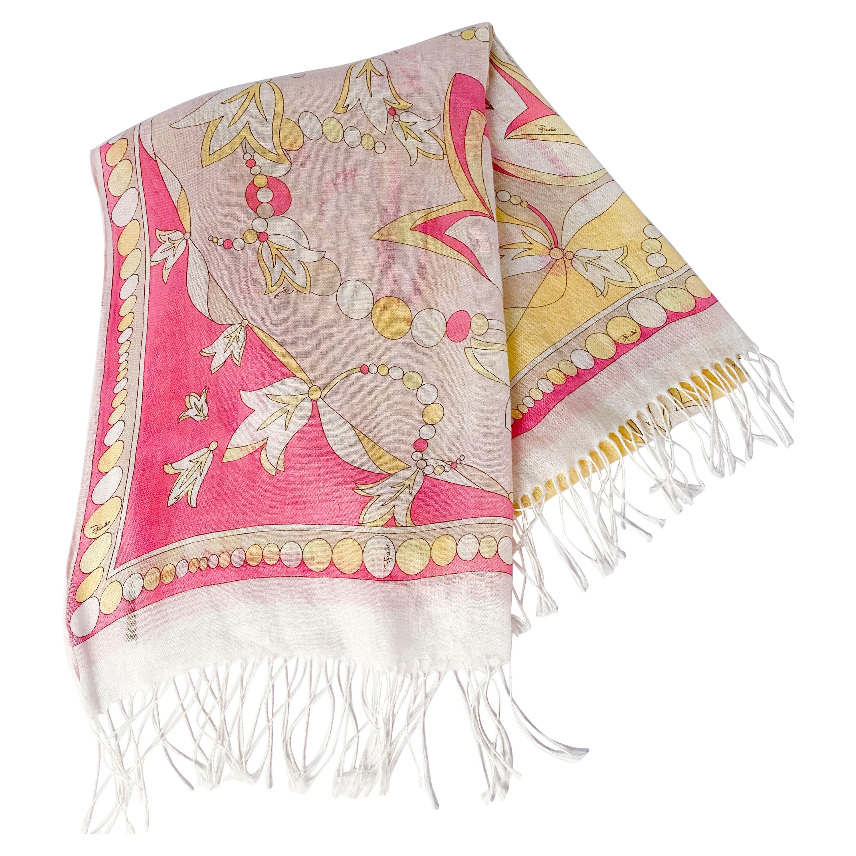Emilio Pucci Linen Abstract Printed Scarf