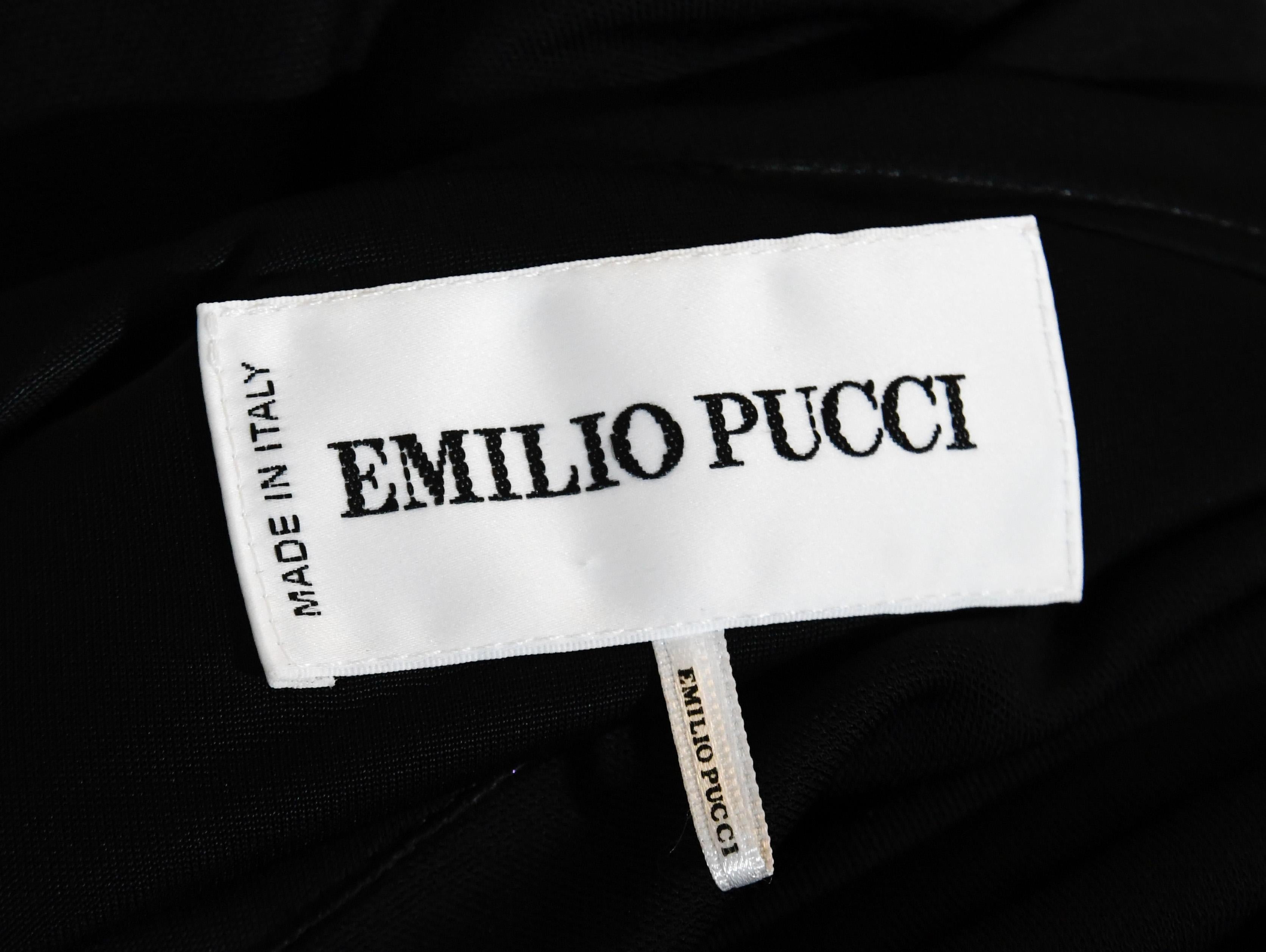 Emilio Pucci 100% Viscose Little Black Dress With Gathered Shoulders In Excellent Condition In Palm Beach, FL