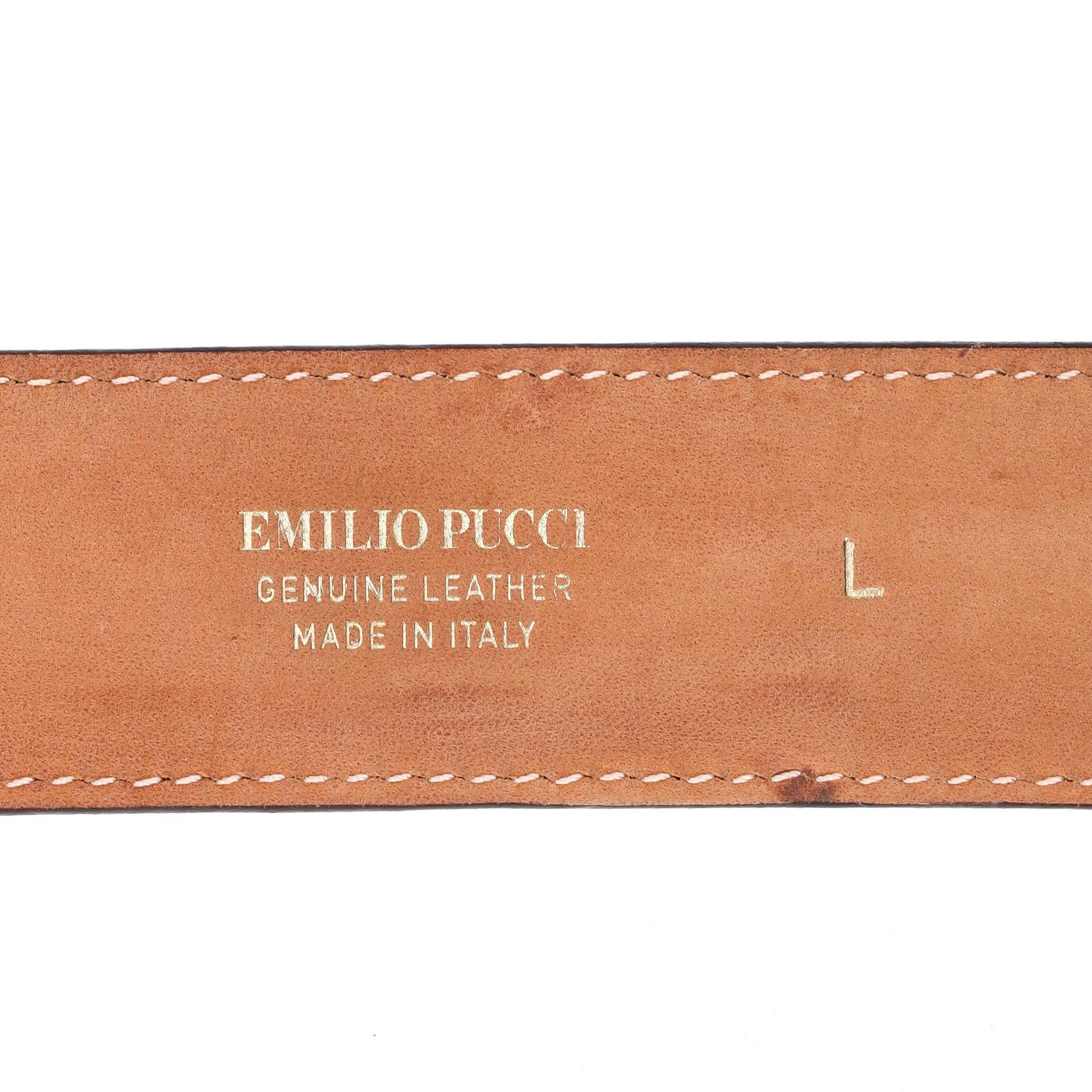 Women's Emilio Pucci Logo Buckle Leather Belt For Sale