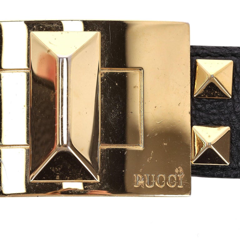 Emilio Pucci Logo Buckle Leather Belt For Sale at 1stDibs display picture 1