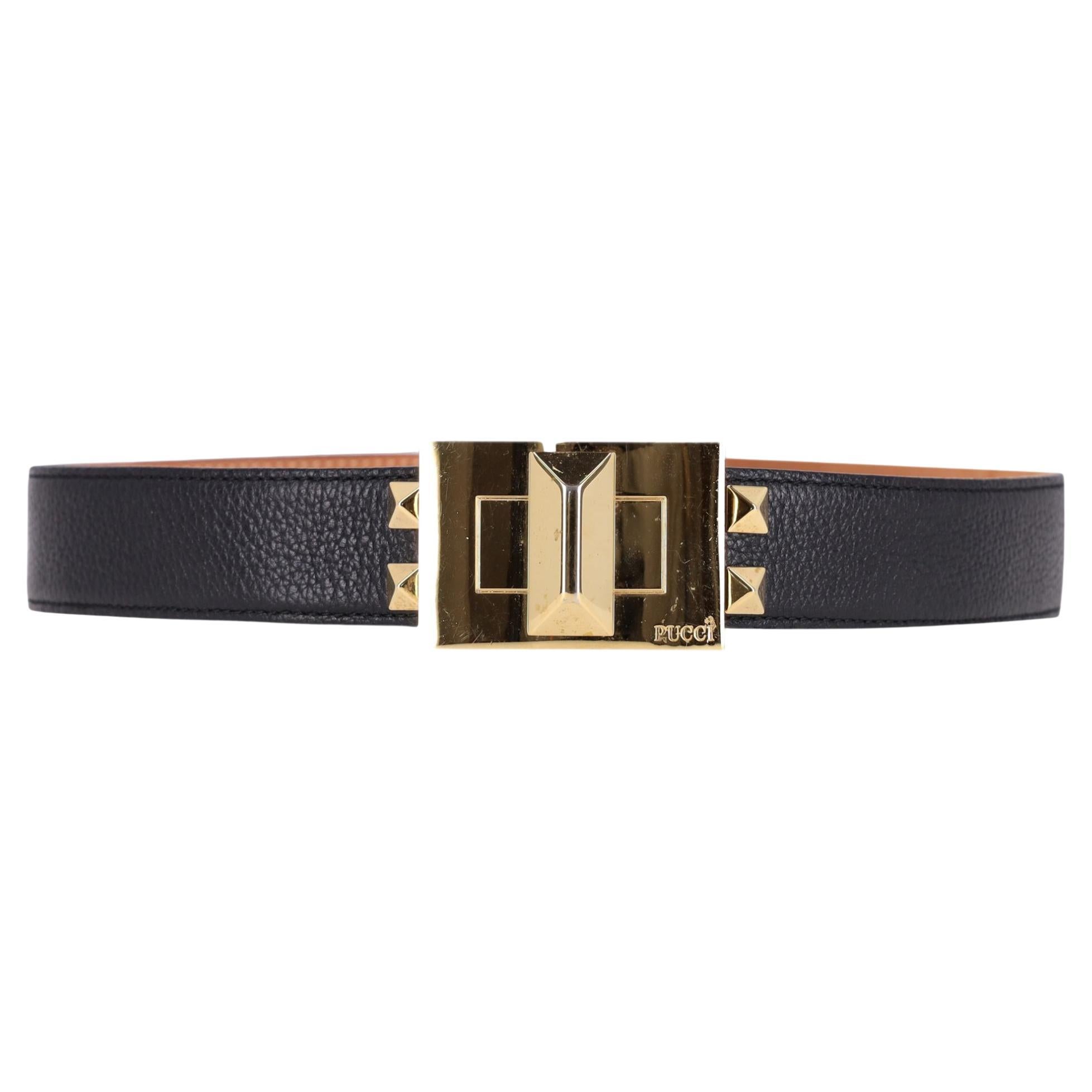 Emilio Pucci Logo Buckle Leather Belt
